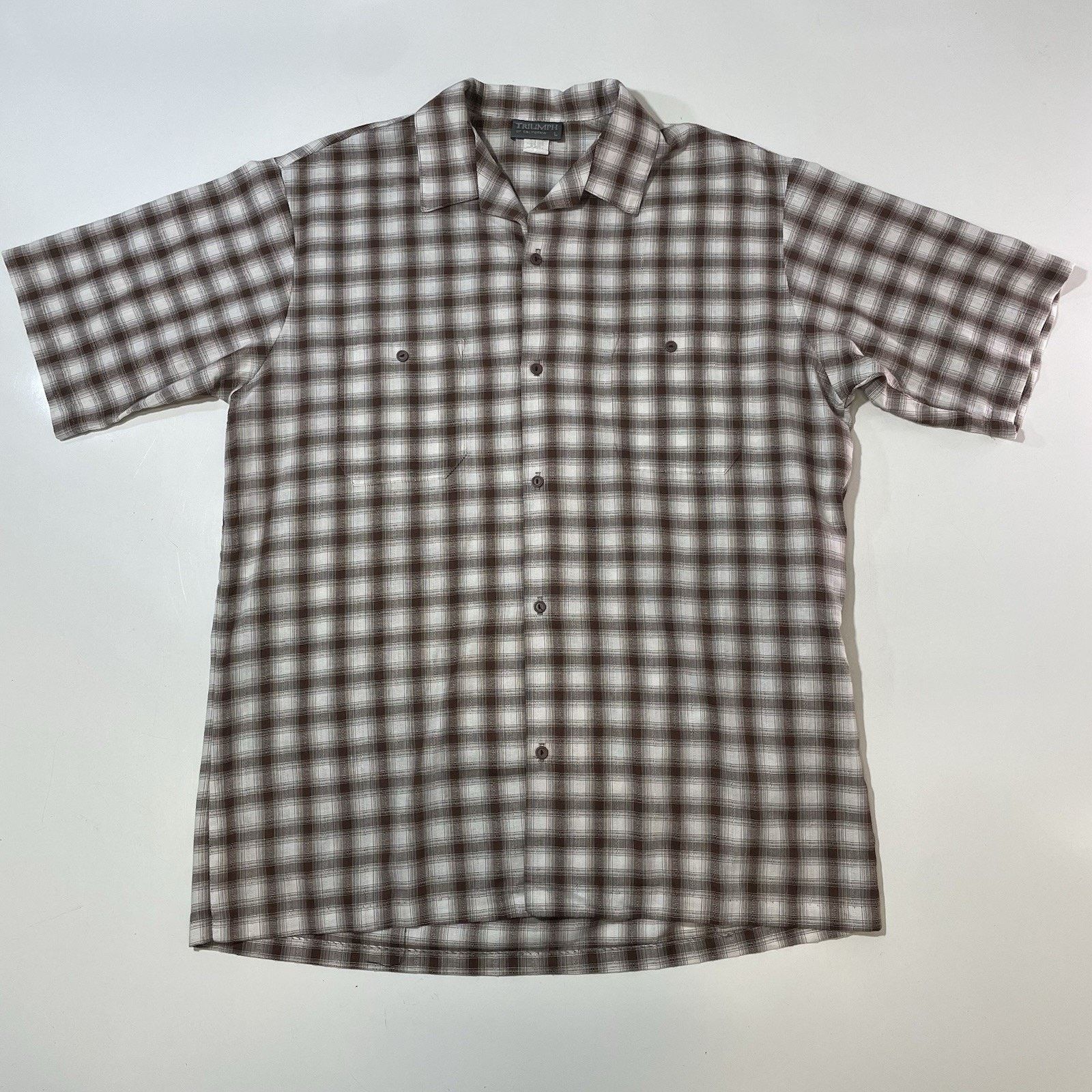 Trafalgar VTG 70s Triumph of California Shirt Mens L Brown Checks Camp Size US L / EU 52-54 / 3 - 1 Thumbnail