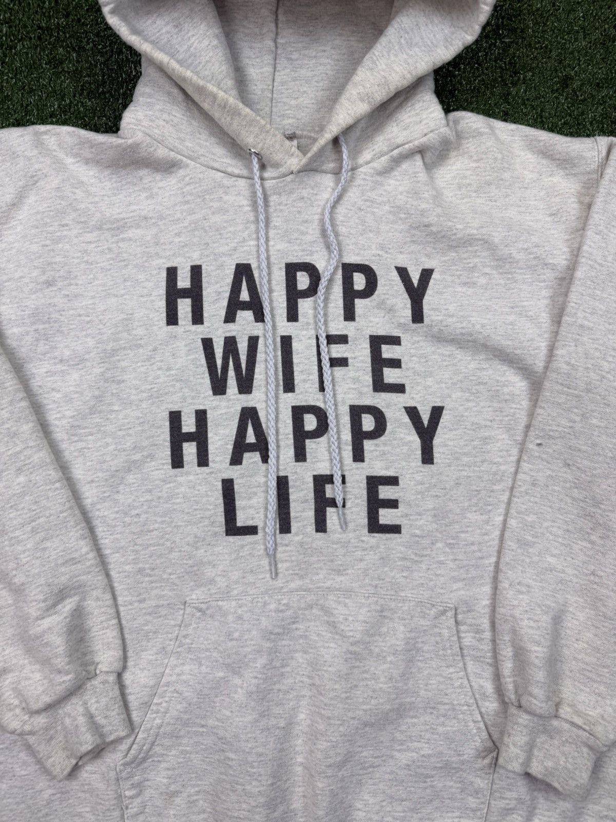 Vintage Happy Wife Happy Life grey hoodie grey Hanes heavy wight s Size US S / EU 44-46 / 1 - 3 Thumbnail
