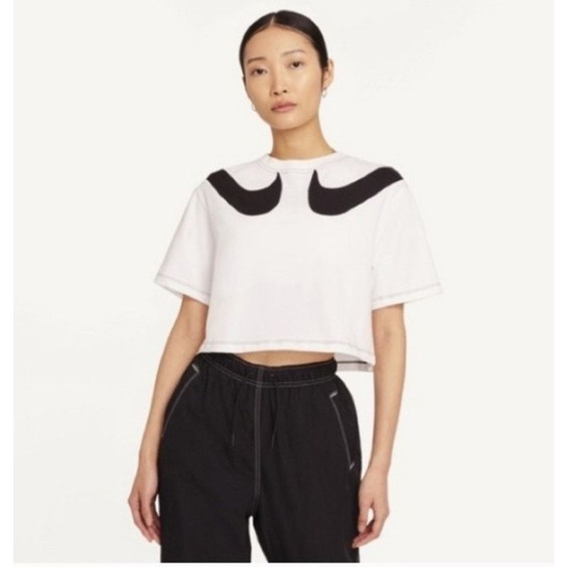 Nike Nike White w/ Black Swoosh Crop Top - Size XS Size XS / US 0-2 / IT 36-38 - 2 Thumbnail
