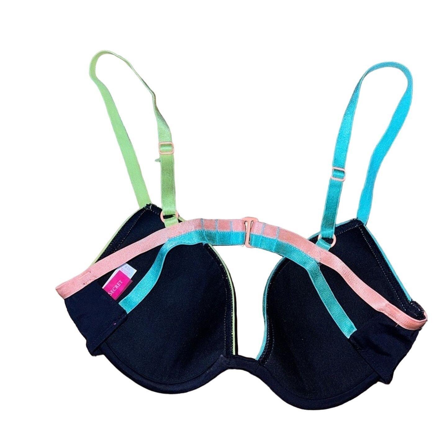 Victoria's Secret VICTORIA’S SECRET Black & Multicolored Straps Bra Top Sz 32B Size ONE SIZE - 2 Thumbnail