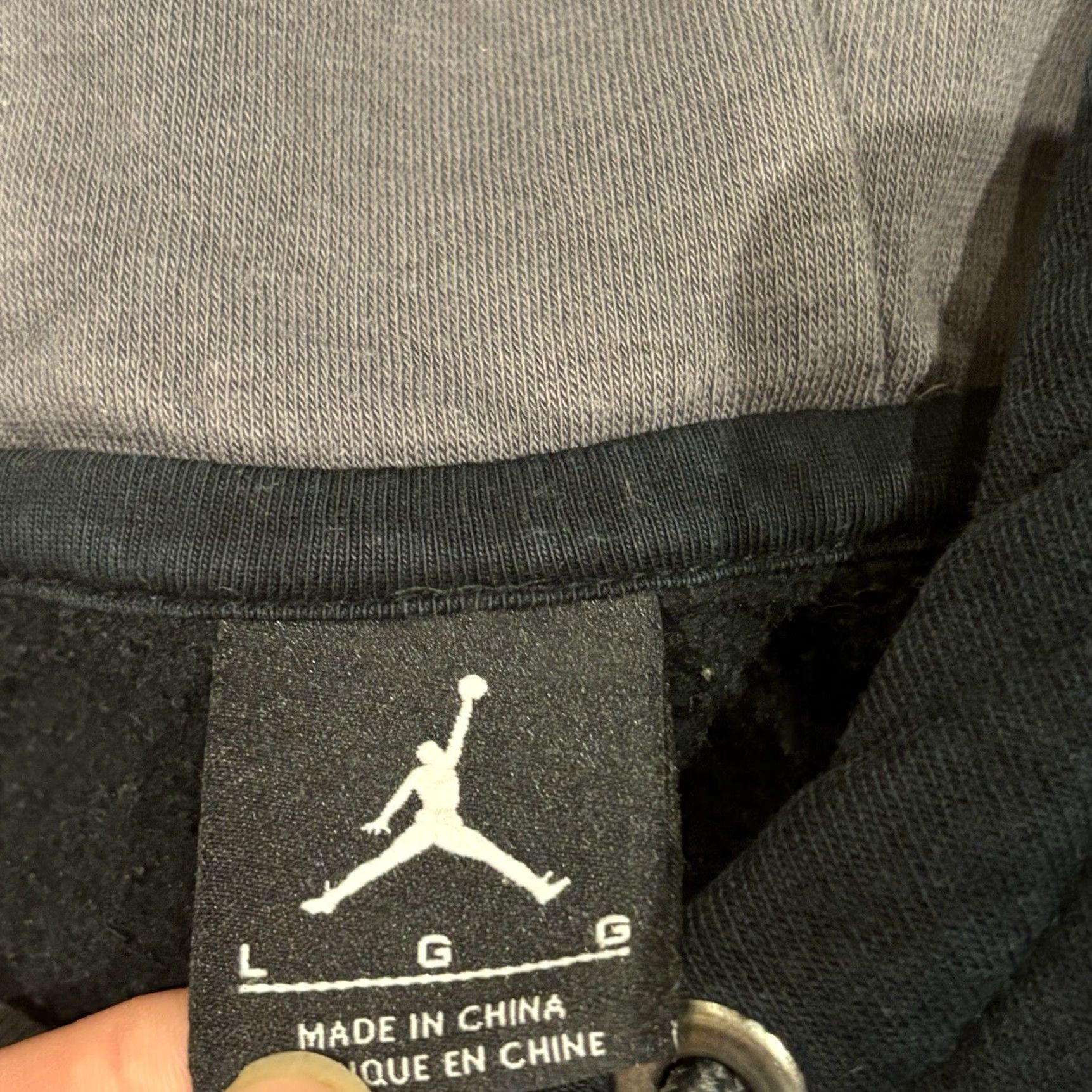 Jordan Brand Air Jordan Hoodie Black Gray Pullover High Neck Embroidered Logo Mens Large Jumpman Size US L / EU 52-54 / 3 - 7 Thumbnail