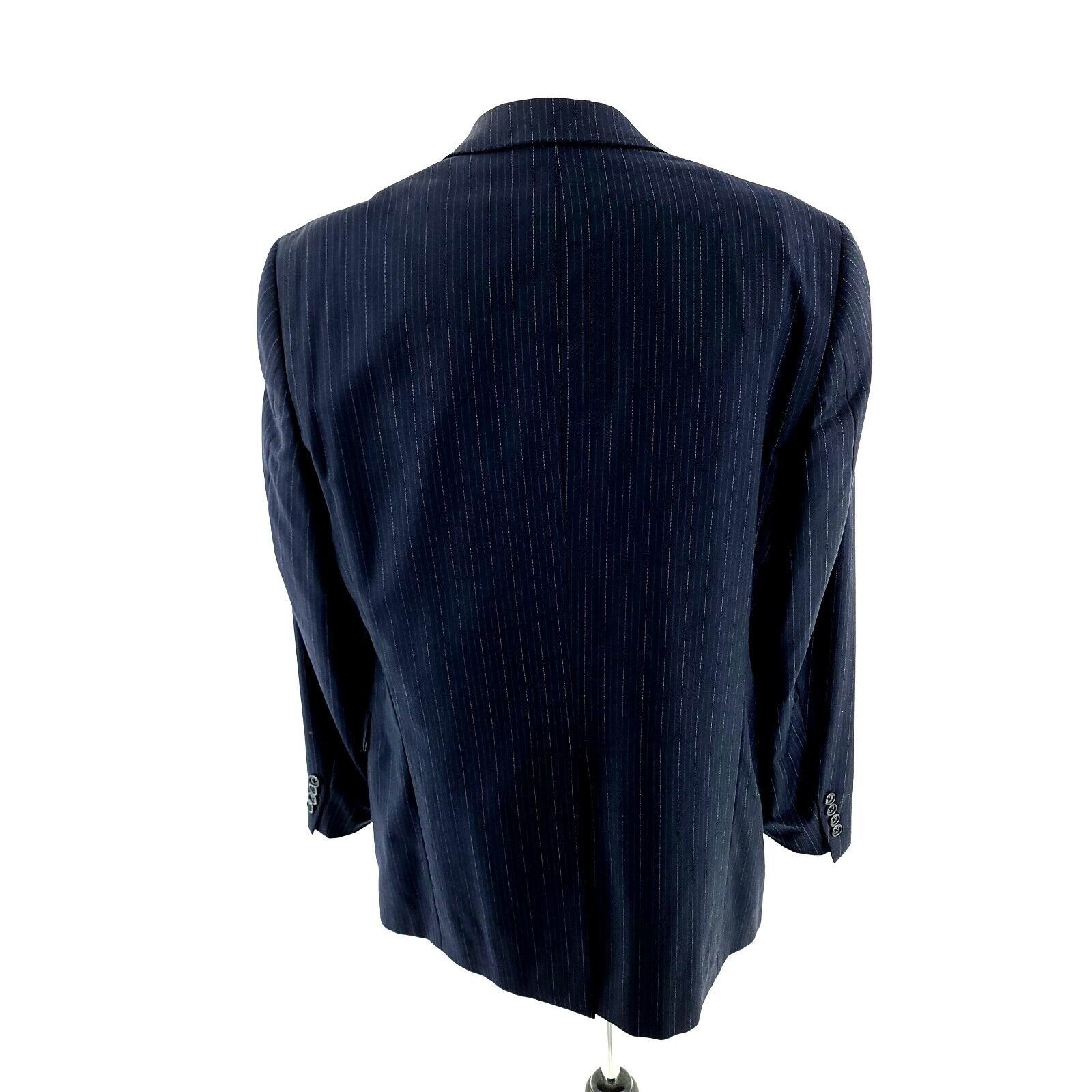 Hart Schaffner Marx Hart Schaffner Marx Wool 3 Button Suit Jacket 42L Blue W/ Bl Size 42L - 5 Thumbnail