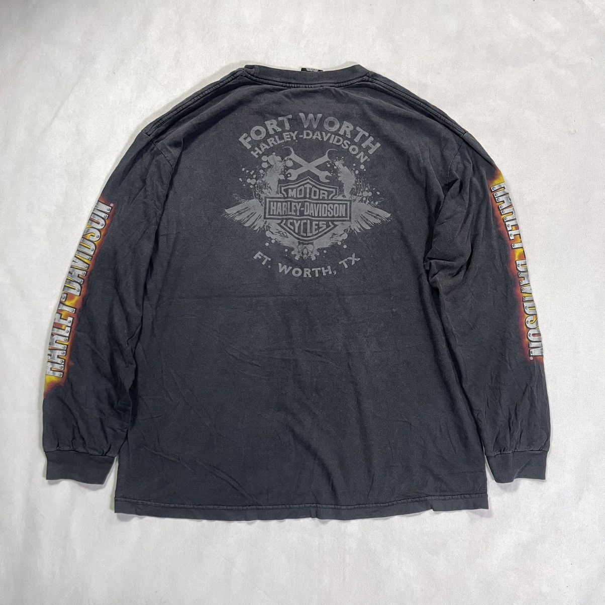 Bravado × Harley Davidson × Vintage Vintage Harley Davidson Forth Worth Metal Flames L/S Tshirt Size US XL / EU 56 / 4 - 6 Thumbnail