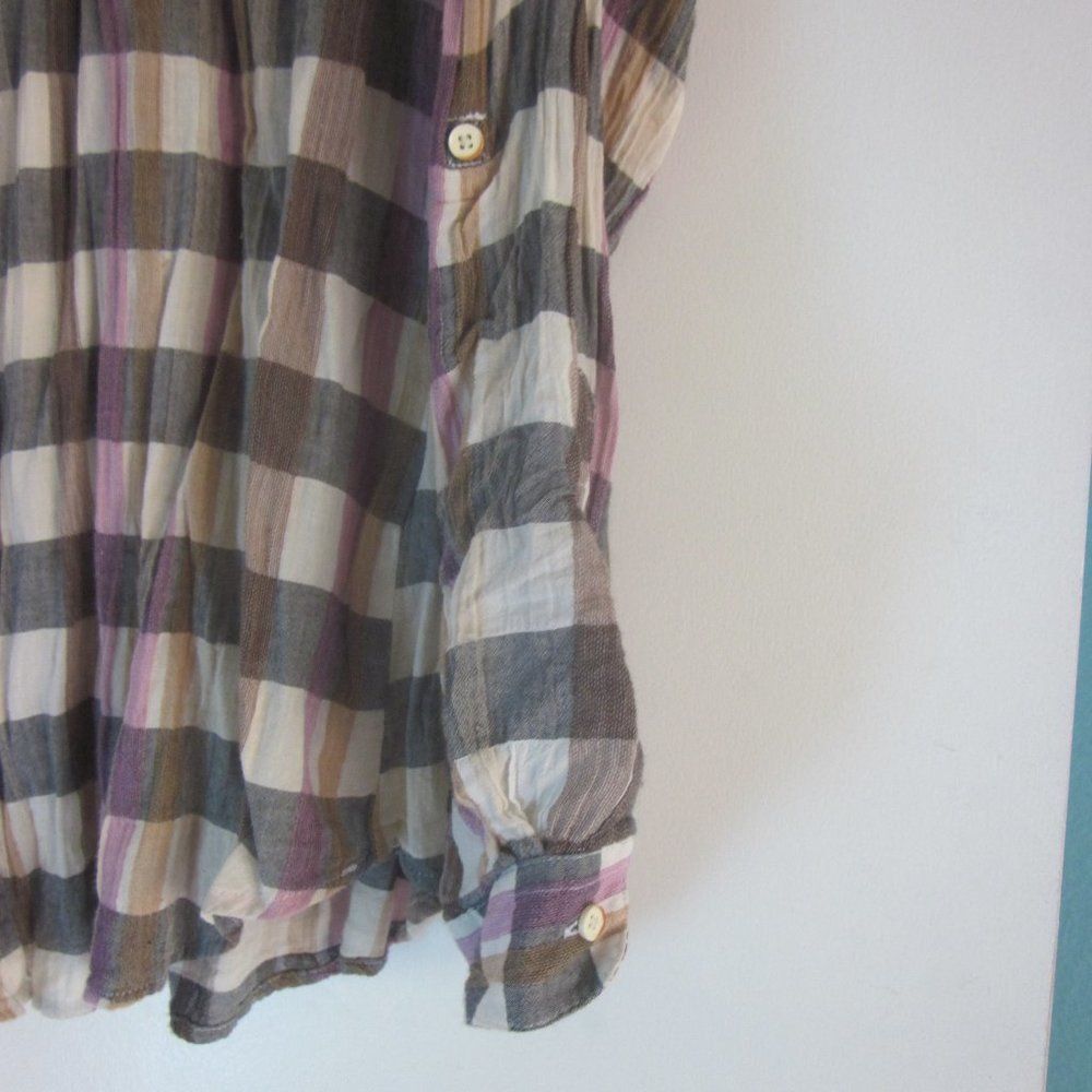 Anthony Sinclair Isabella Sinclair Attay Button Up Shirt Size L Lace Back Plaid Roll Tab Sleeve Size L / US 10 / IT 46 - 10 Thumbnail