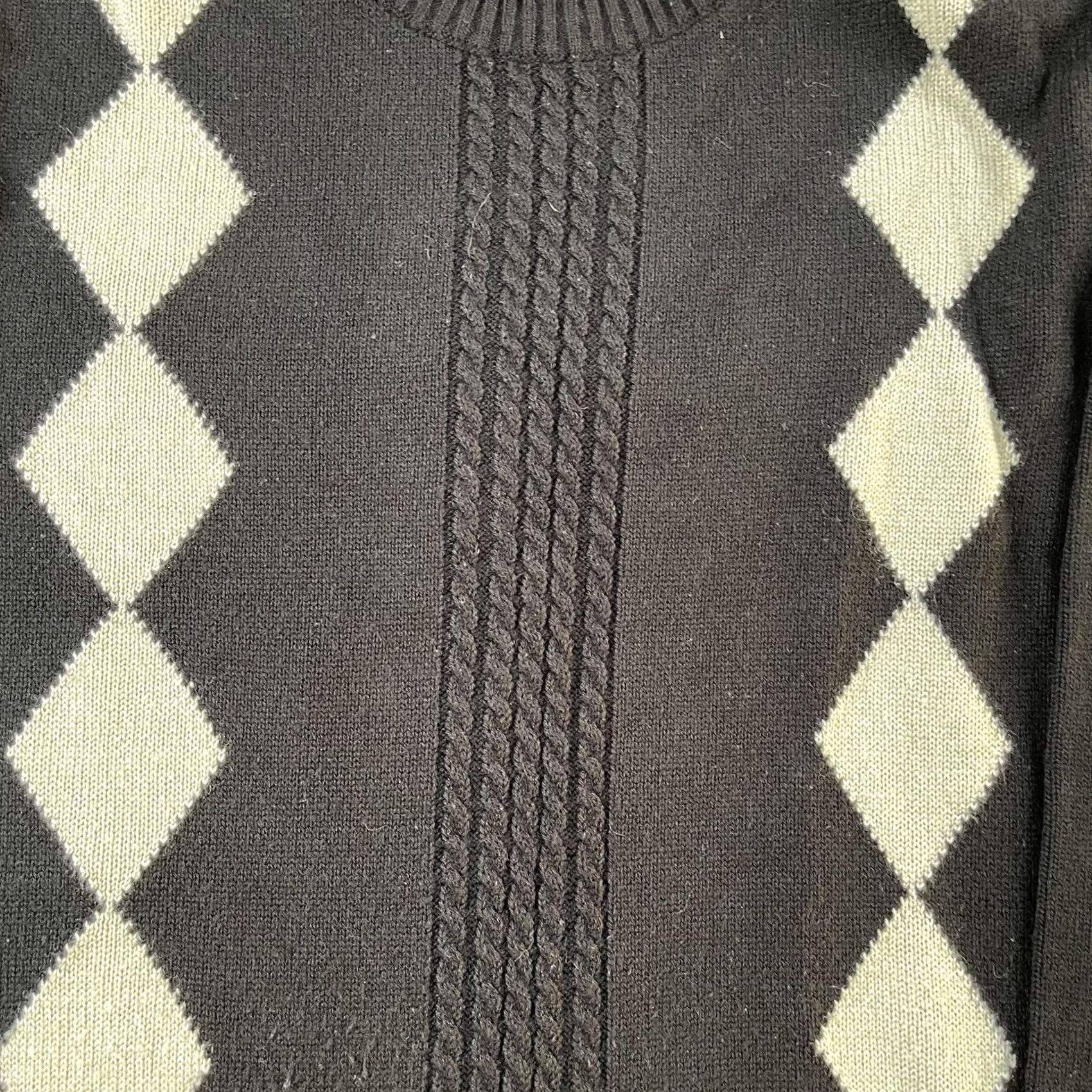 Vintage VINTAGE Universal Sport Apparels Sweater Mens Large Black Argyle Cable Knit Size US L / EU 52-54 / 3 - 2 Thumbnail
