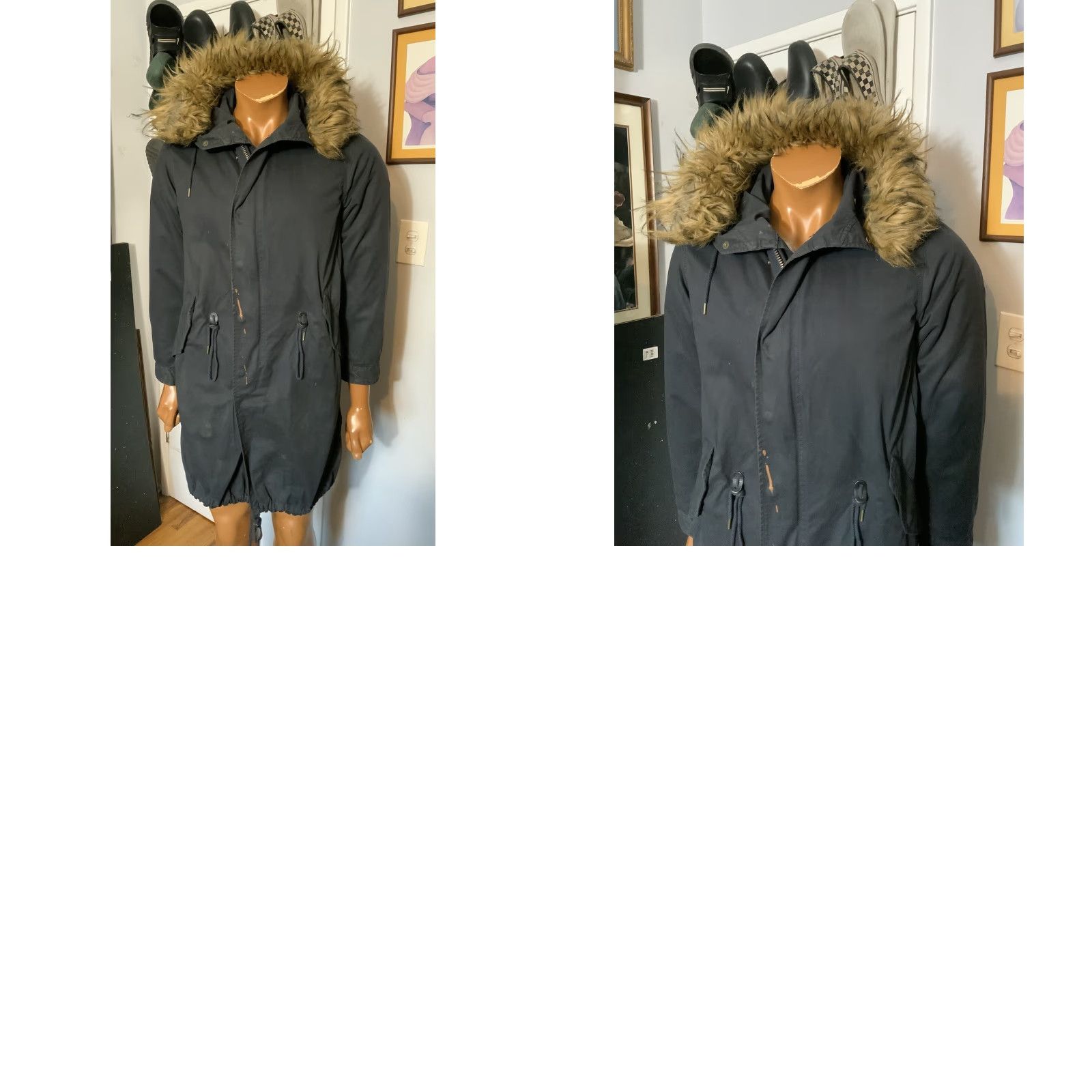 Vintage Vanquish Shibuya Tokyo Japan Navy Blue Faux Fur Hooded Fishtail Parka Jacket SM Mens Size S Blue Hooded Parka Jacket Size US S / EU 44-46 / 1 - 9 Thumbnail