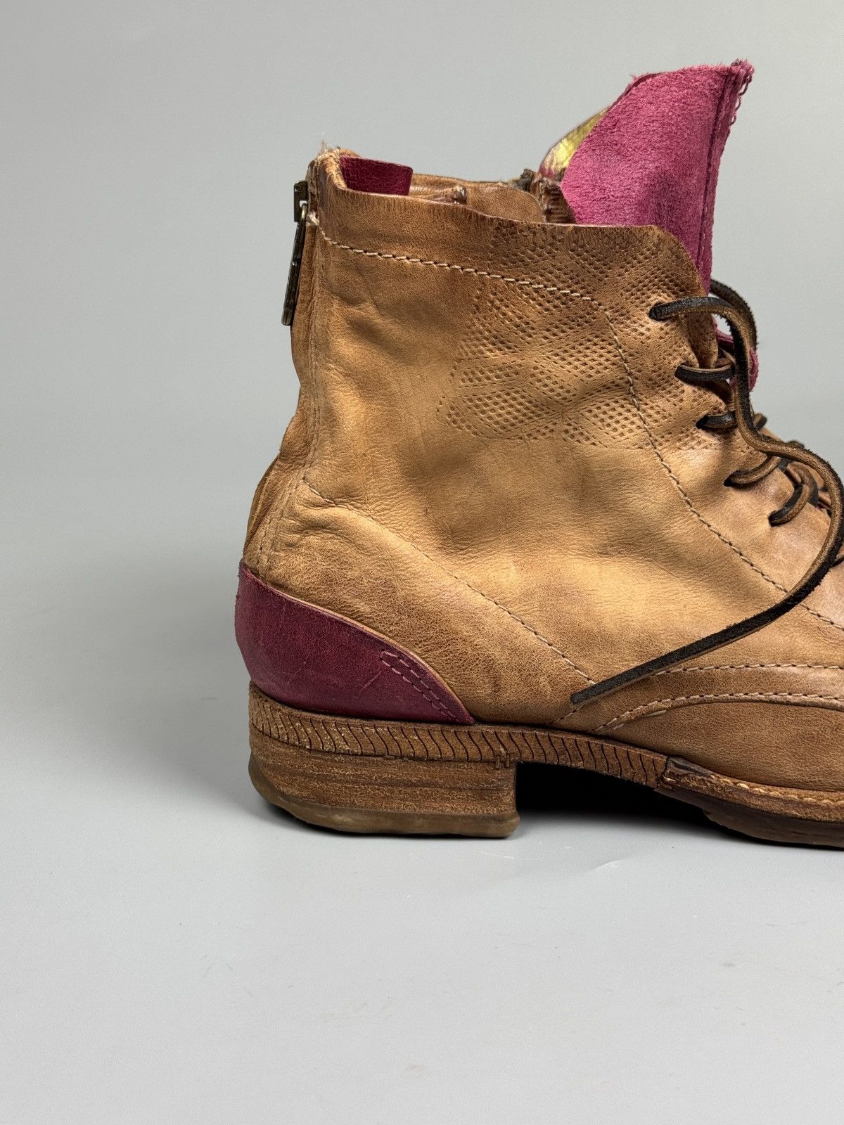 A.S.98 A.S.98 Italy Leather Lace-Up Brown Boho Boots (YG026) Size US 7 / IT 37 - 2 Thumbnail