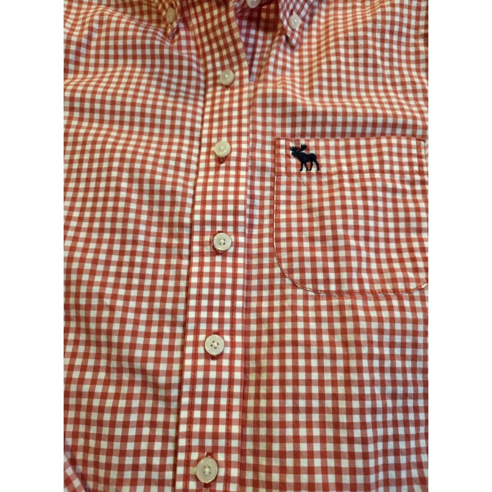 Abercrombie & Fitch VINTAGE Abercrombie & Fitch Women's Button-Up Shirt Gingham Red XS, Plaid, Long Sleeve, Collared, Button, Casual, Preppy, Classic, 2000s, Women Size XS / US 0-2 / IT 36-38 - 5 Thumbnail
