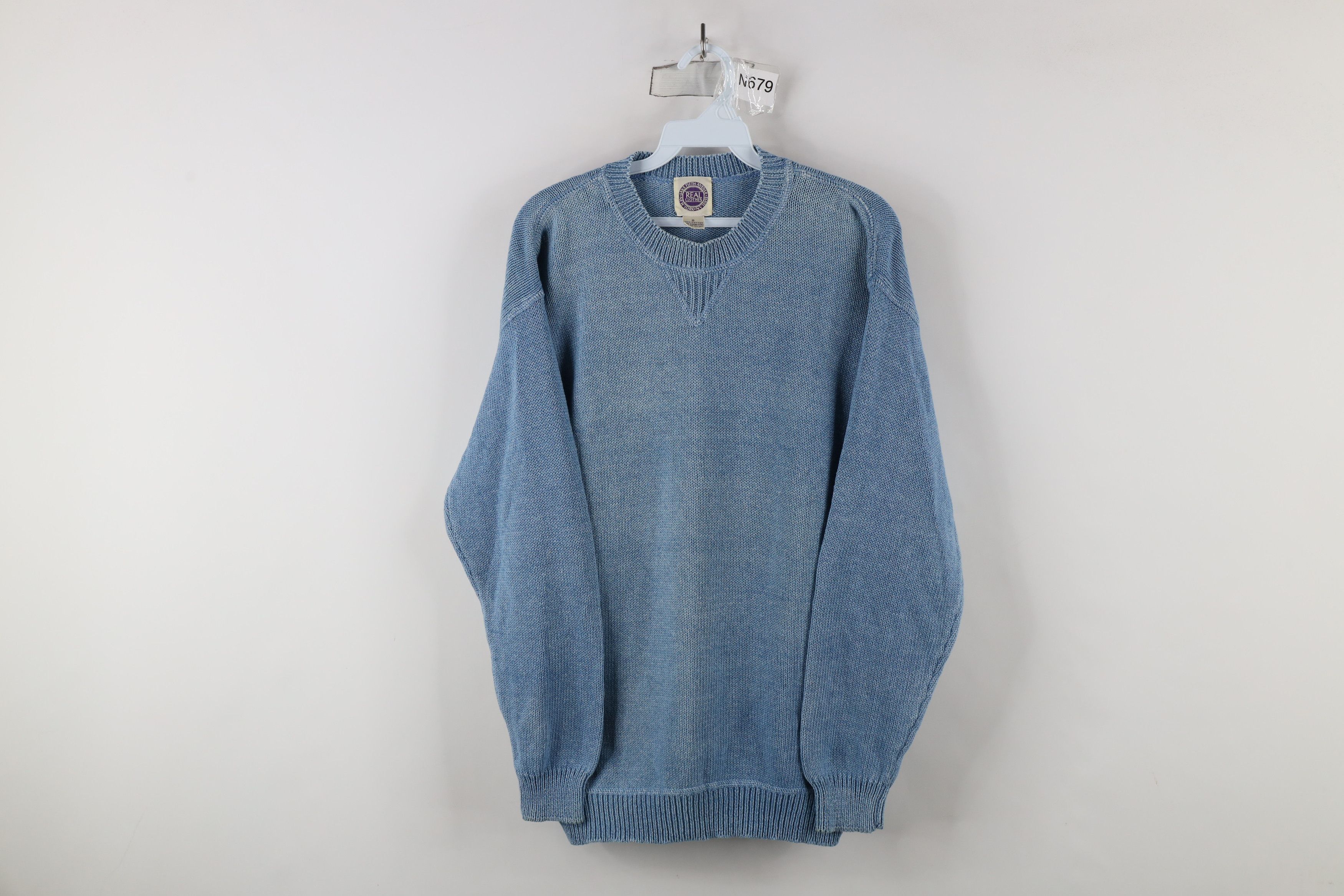 Vintage Vintage 90s Streetwear Stonewash Cotton Knit Sweater Blue Size US S / EU 44-46 / 1 - 1 Thumbnail