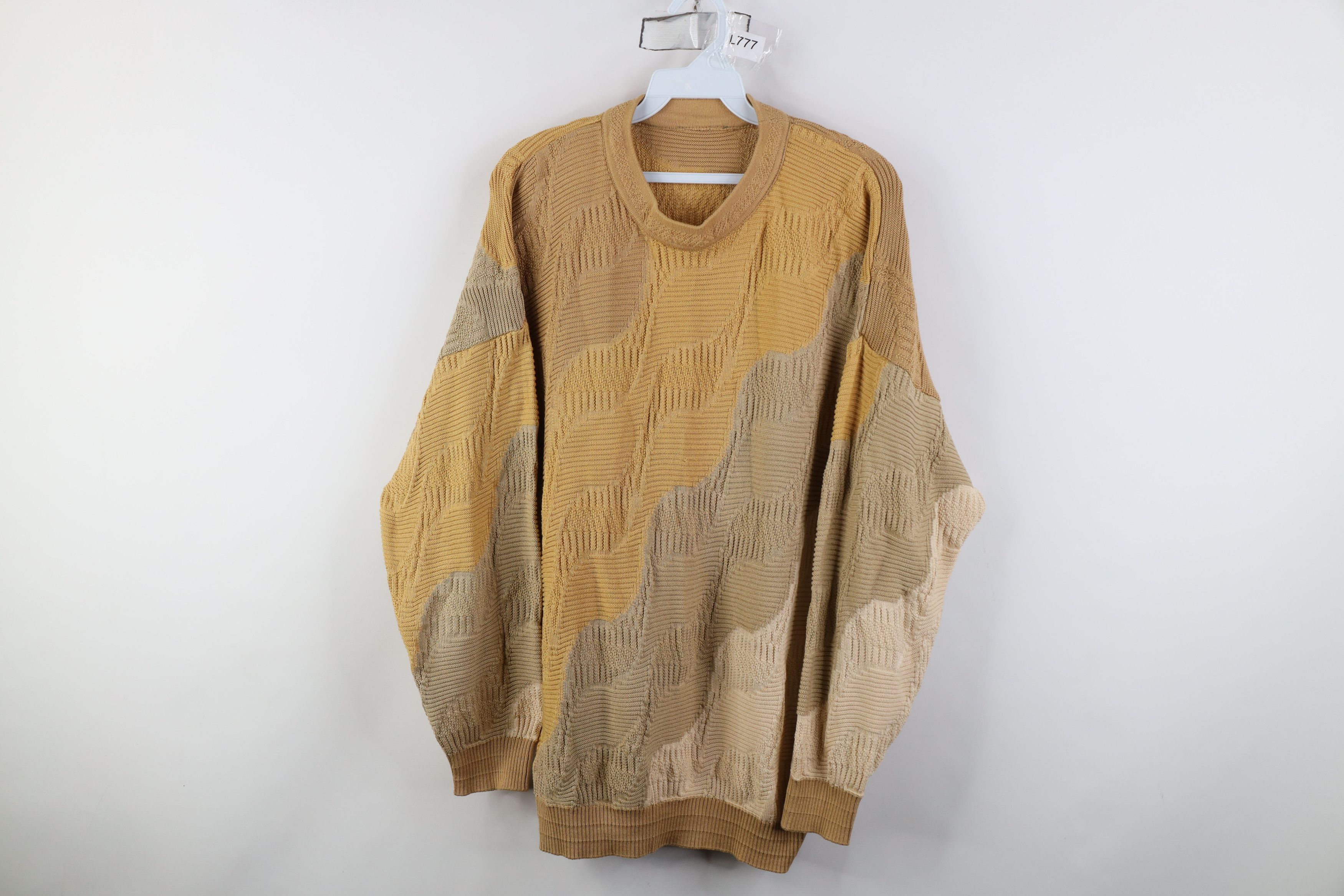 Vintage Vintage 90s Coogi Style Knit Crewneck Sweater Earth Tone Size US L / EU 52-54 / 3 - 1 Thumbnail