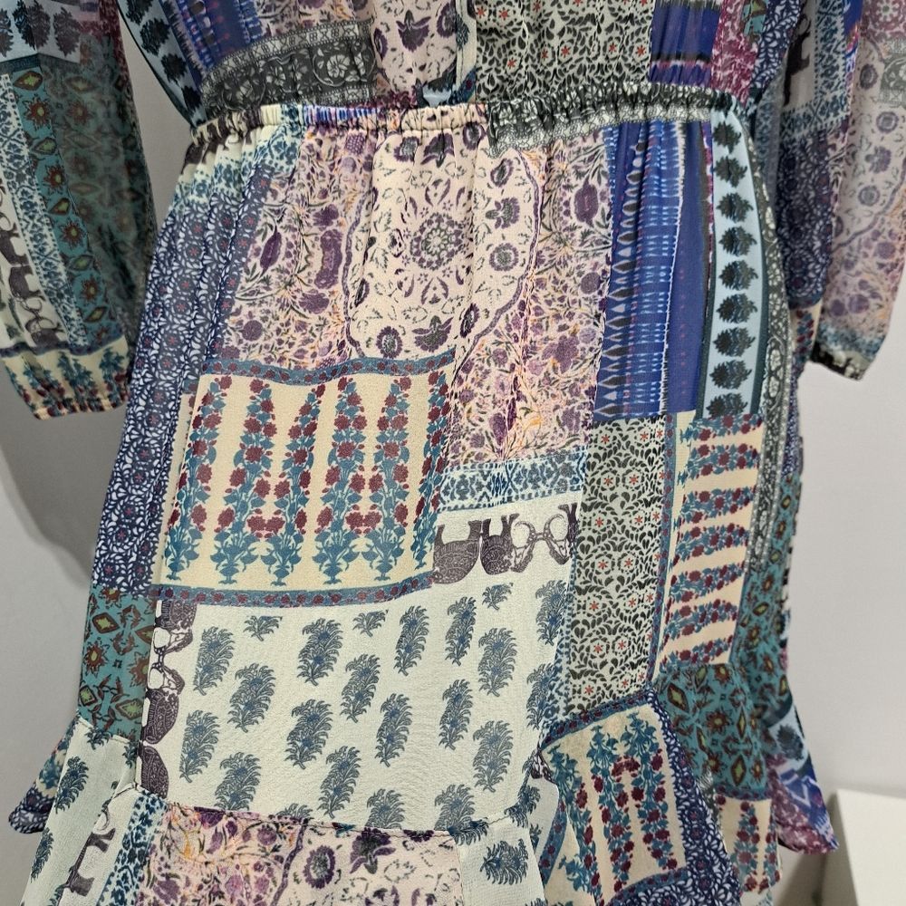 Other Hiche Colorful Patchwork Animal Print Boho Casual Tiered Dre Size M / US 6-8 / IT 42-44 - 13 Thumbnail