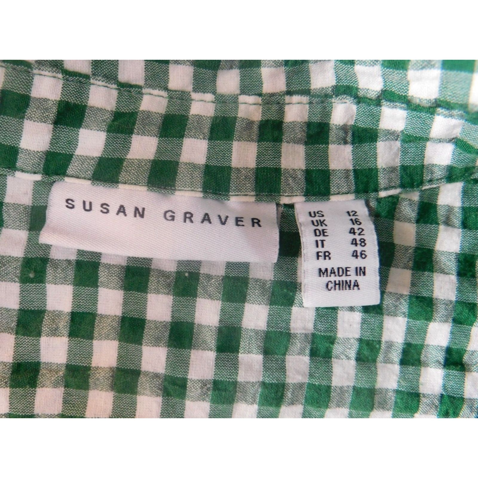 Vintage Susan Graver Blouse Shirt Womens Classic Casual Stretch Knit Green 12 Button Collared Long Sleeve Pullover Size XL / US 12-14 / IT 48-50 - 4 Thumbnail