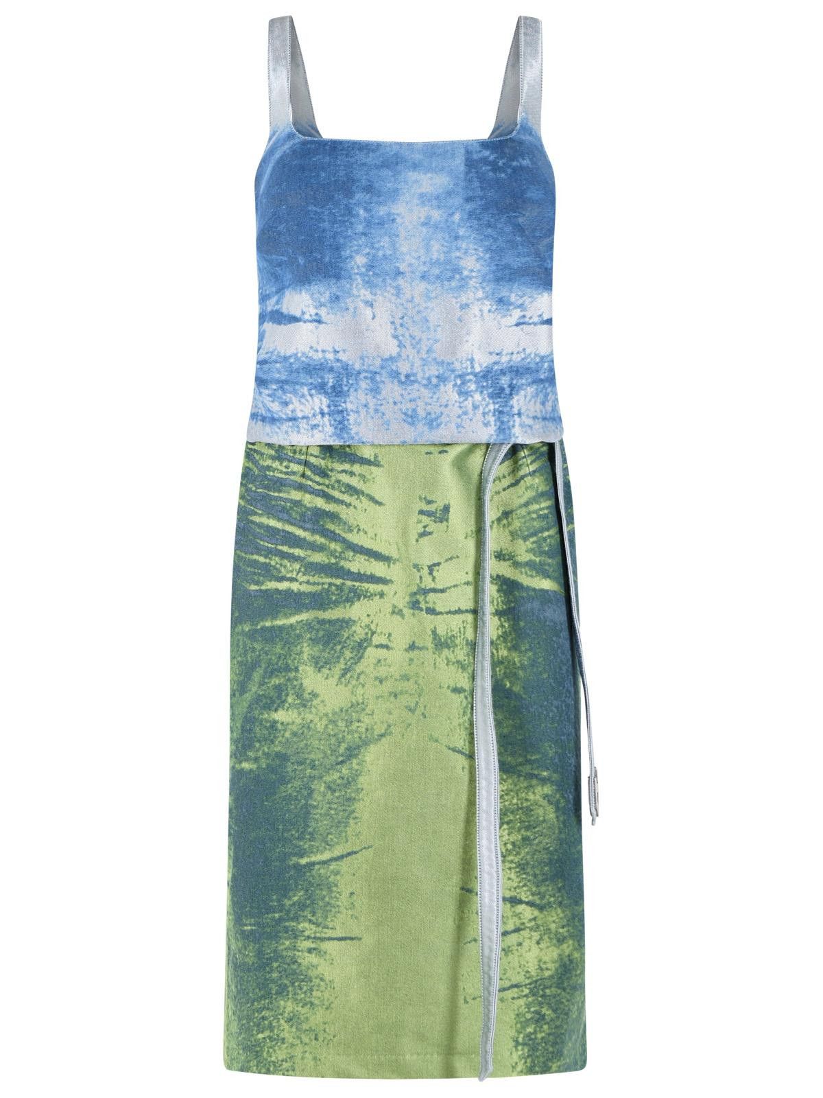 Diesel DIESEL 'Sanat' Dress In Blue And Green Cotton Blend Size M / US 6-8 / IT 42-44 - 1 Thumbnail
