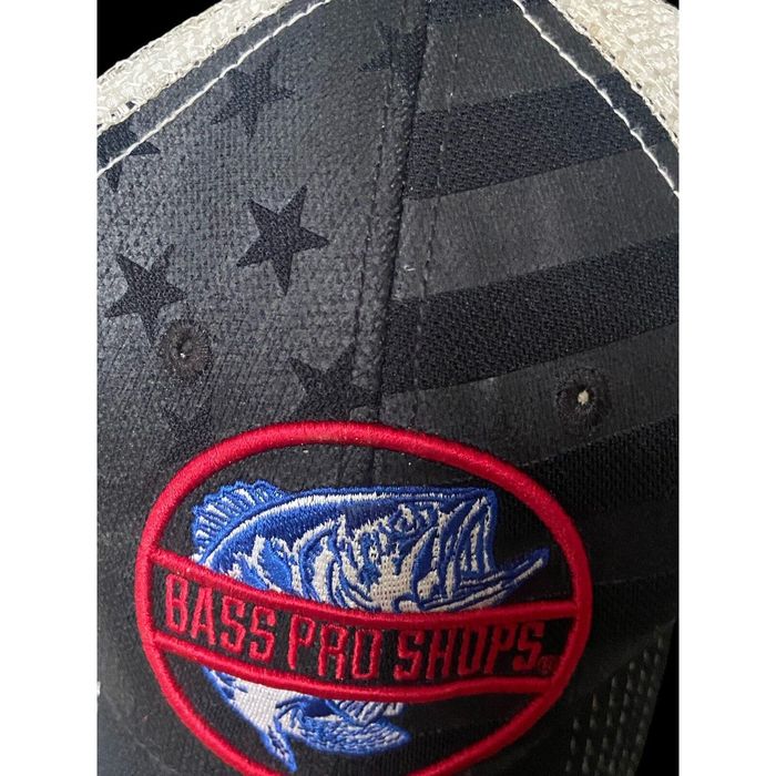 Bass Pro Shops BASS PRO SHOP HAT FISHING TRUCKER SNAPBACK BLACK FLAG