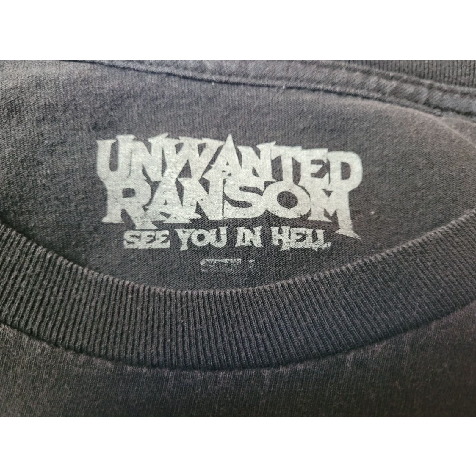 Vintage VTG Unwanted Ransom Logo T Shirt Large Men Black 100% Cotton Graphic Tee Gothic Horror Logo Shirt Size US L / EU 52-54 / 3 - 3 Thumbnail