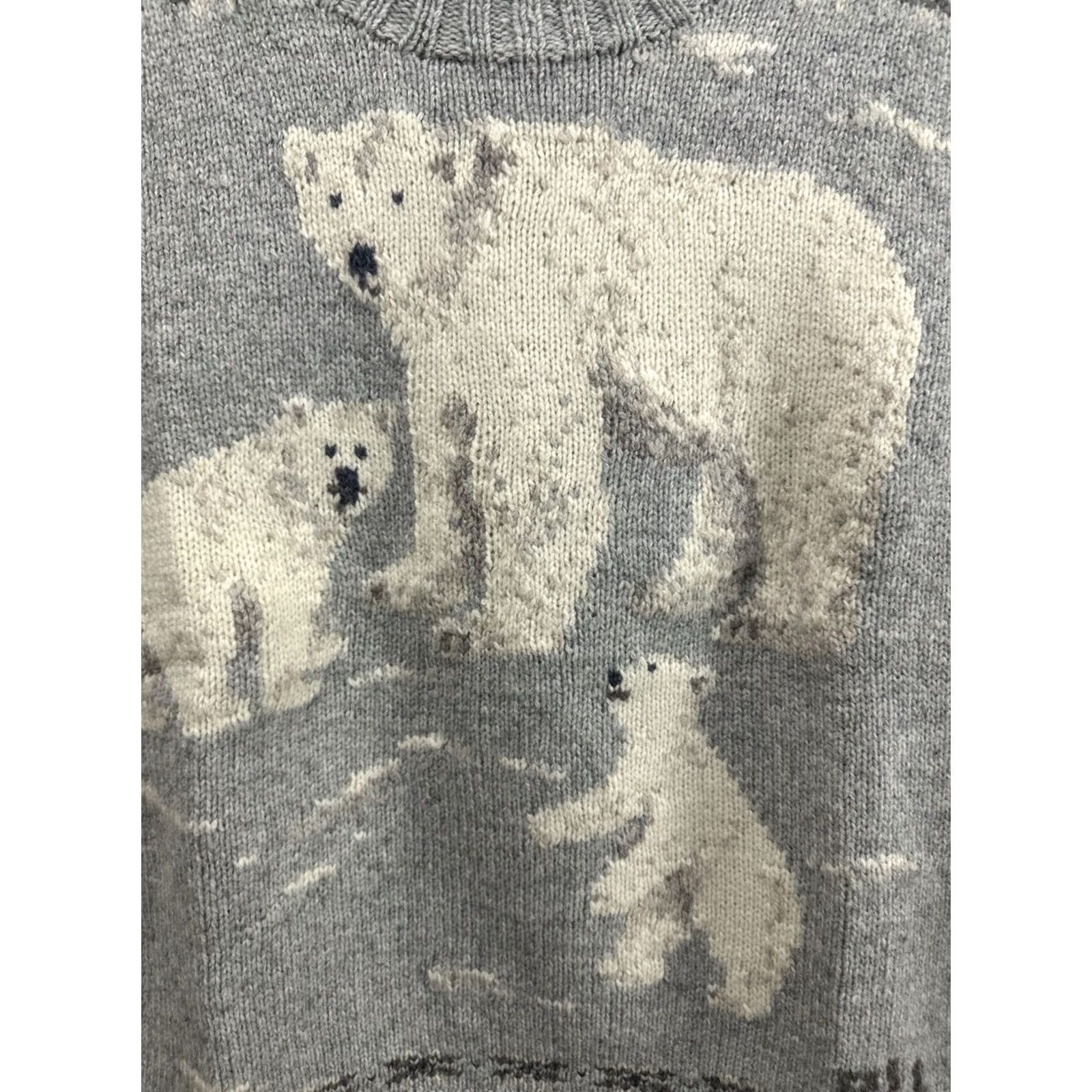 Ralph Lauren VTG Lauren Ralph Lauren Polar Bear RLL Turtleneck Hand Knit Sweater S Gray Wool Lambswool Pullover Womens Midi 90s Theme Rare Size S / US 4 / IT 40 - 5 Thumbnail