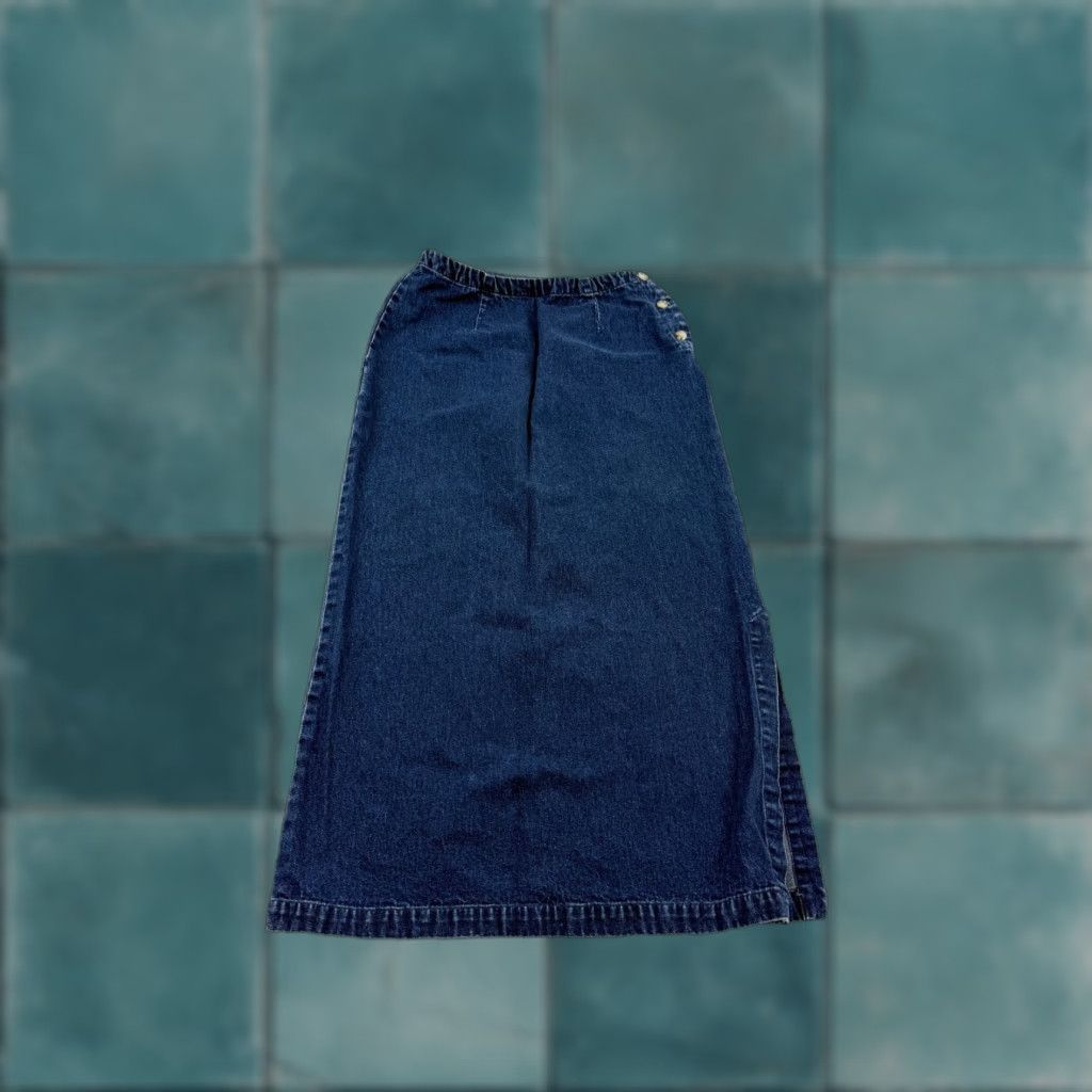 Eddie Bauer Eddie Bauer A-Line Skirt Womens 4 Blue Denim Casual Outdoor Full Length Side Slit Size 27" / US 4 / IT 40 - 1 Thumbnail