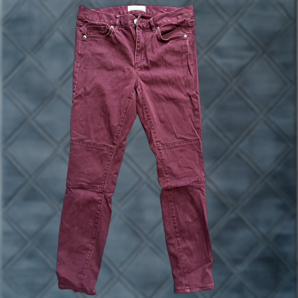 Loft LOFT Jeans Womens 2/26 Flat Front Tapered Jegging Maroon Burgundy Style Red Size 26" / US 2 / IT 38 - 1 Thumbnail