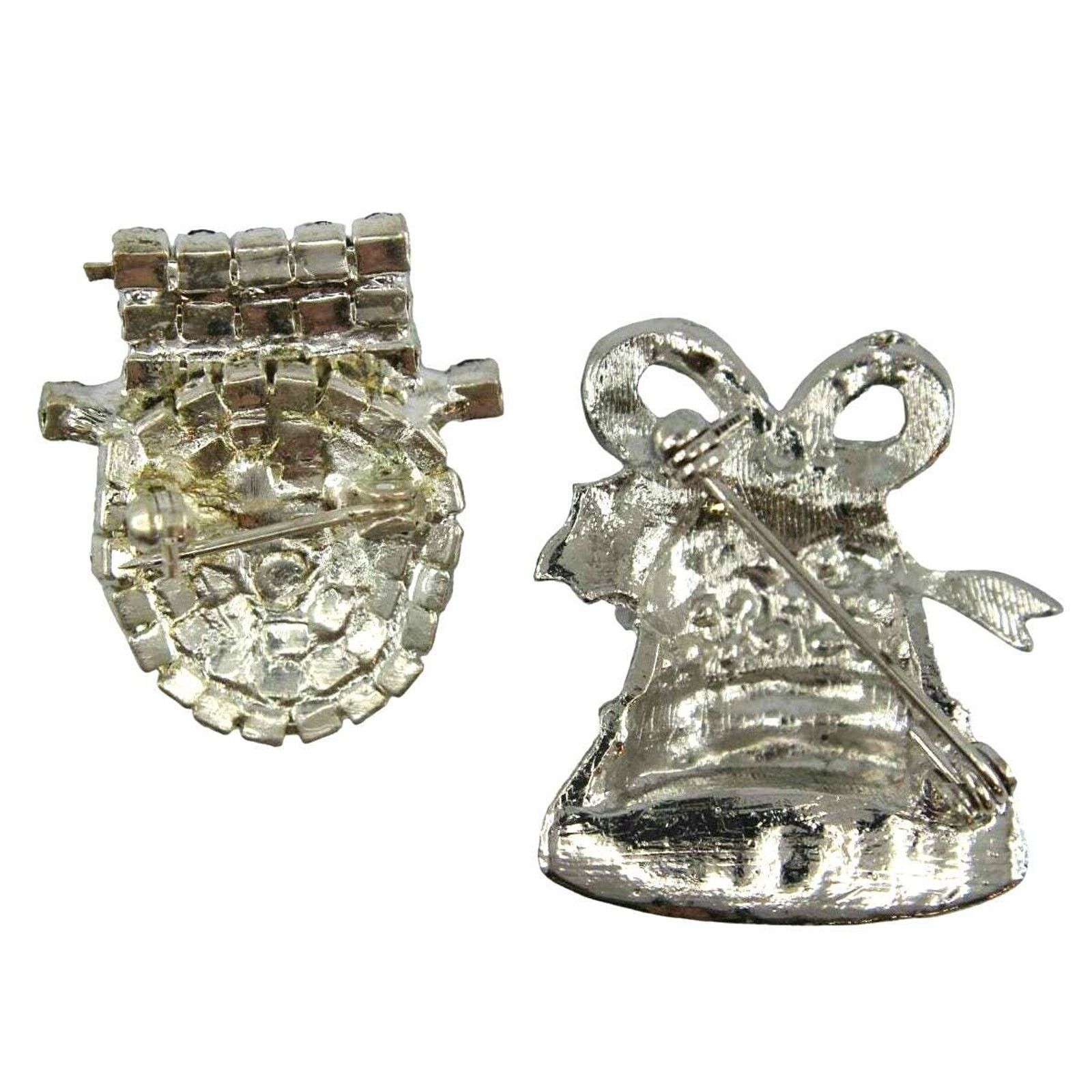 Other 2 Rhinestone Christmas Brooch Pins Snow Man Head w/Hat Size ONE SIZE - 2 Thumbnail