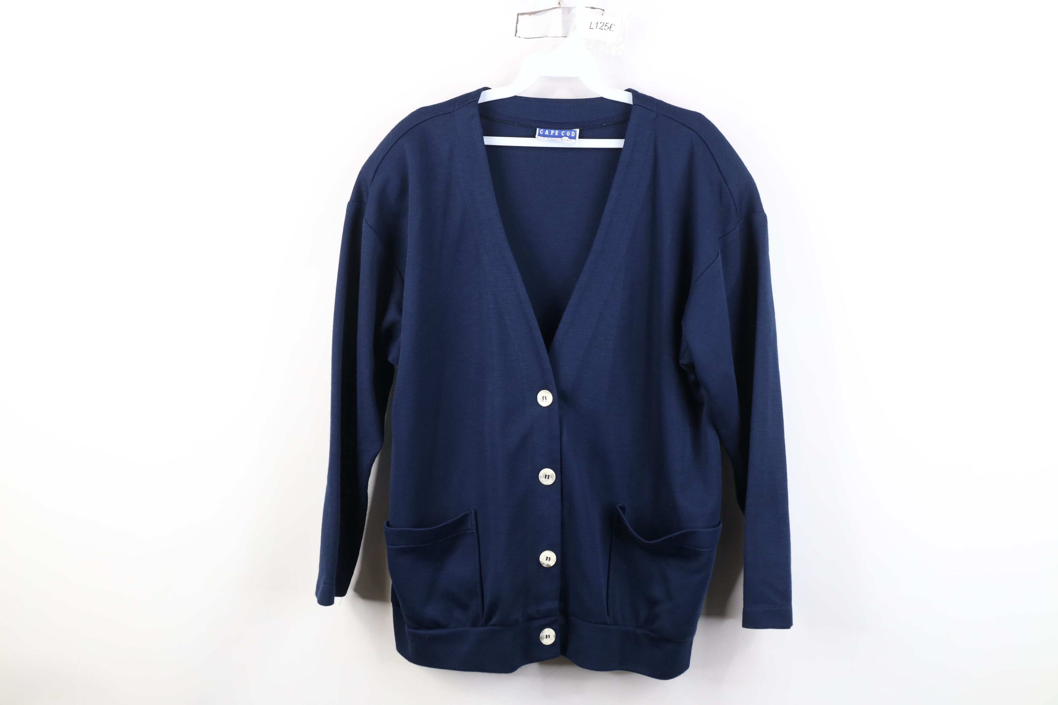 Vintage Vintage 70s Streetwear Pocket Cardigan Sweater Navy Blue USA Size XL / US 12-14 / IT 48-50 - 1 Thumbnail