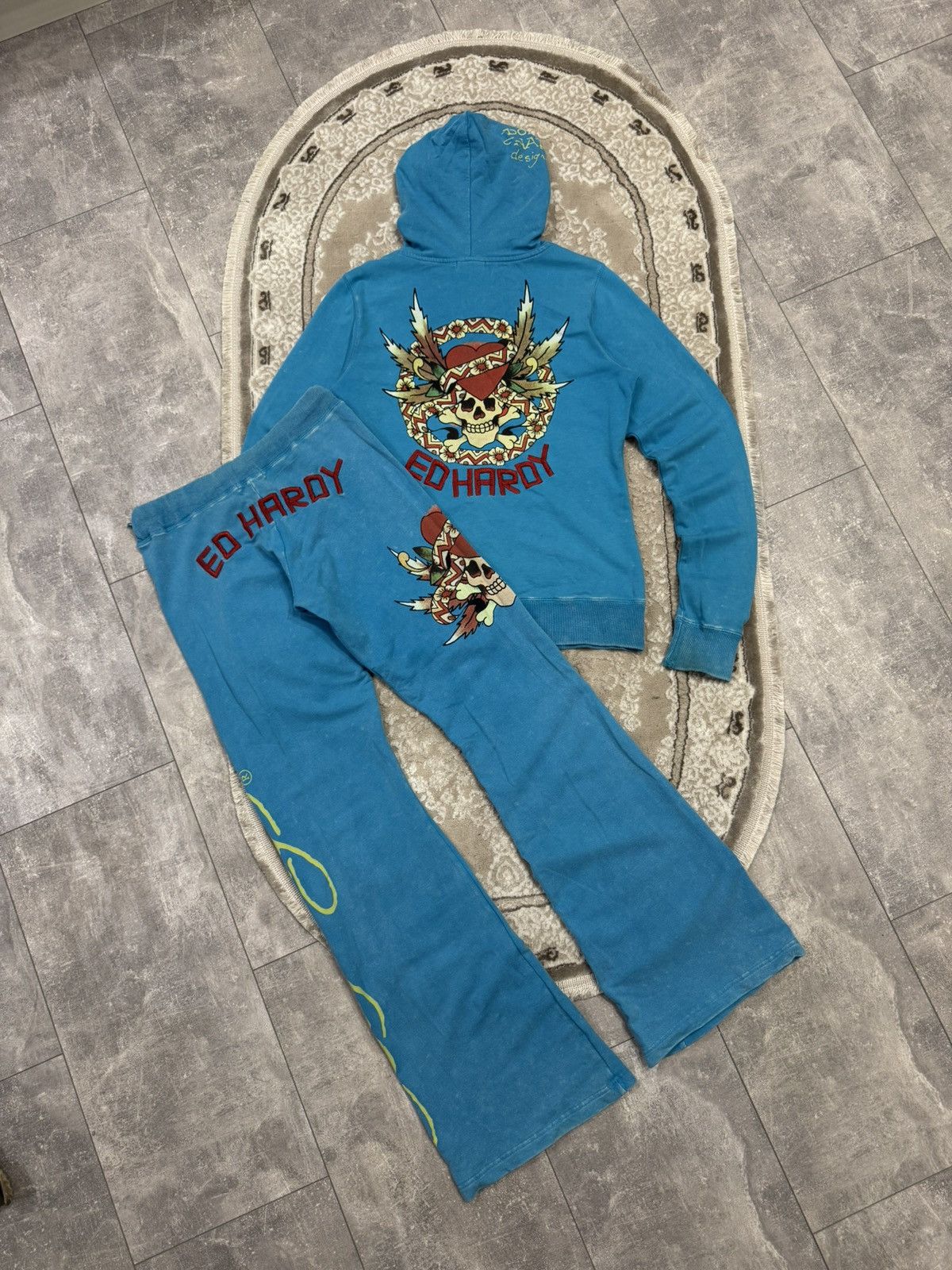 Vintage Ed Hardy By Christian Audigier Jacket And Pants Suit