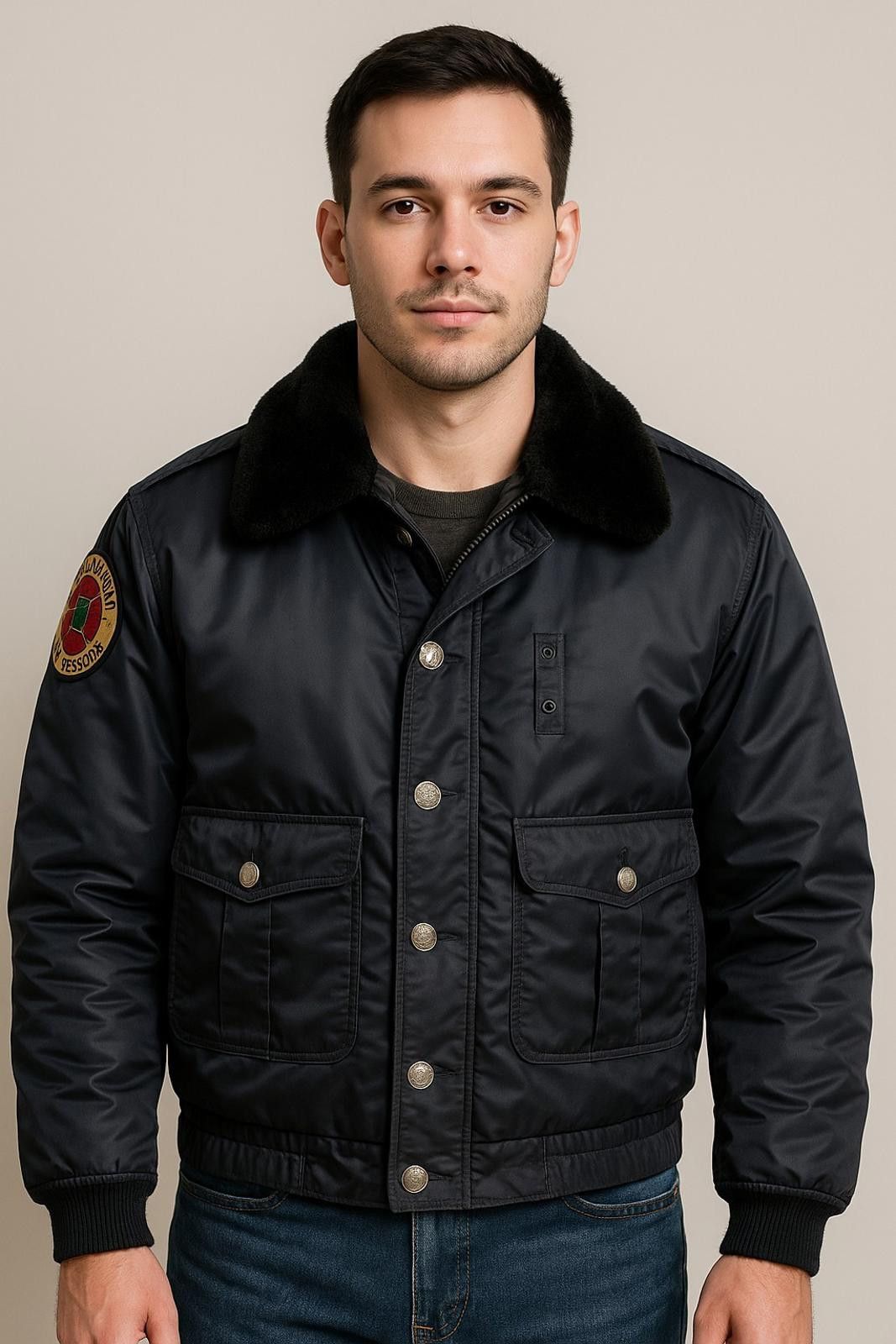 Eddie Bauer Ceiling Zero BLAUER Zip Buttons Fire Jacket Navy Sz 48 L Size US M / EU 48-50 / 2 - 1 Thumbnail