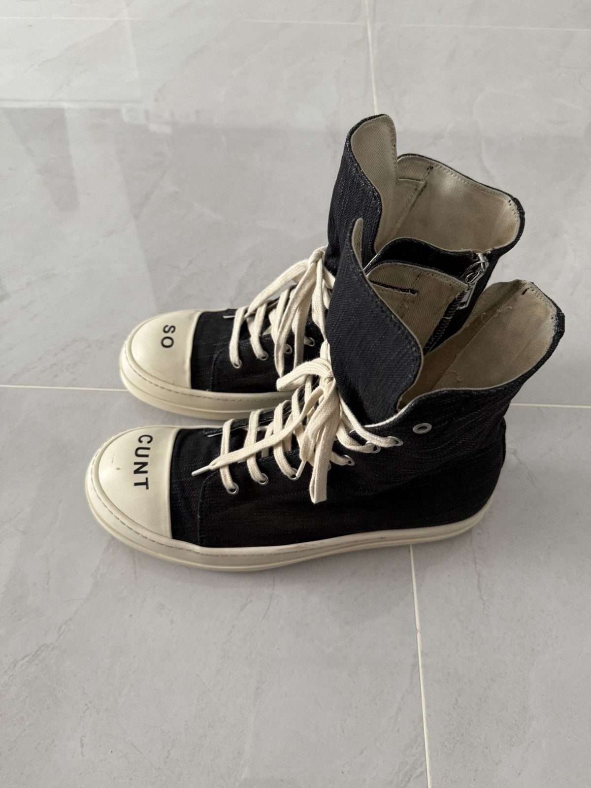 Rick Owens Drkshdw Rick Owens Drkshdw „So Cunt“ Hightop Ramones Sz.44 Size US 11 / EU 44 - 3 Thumbnail