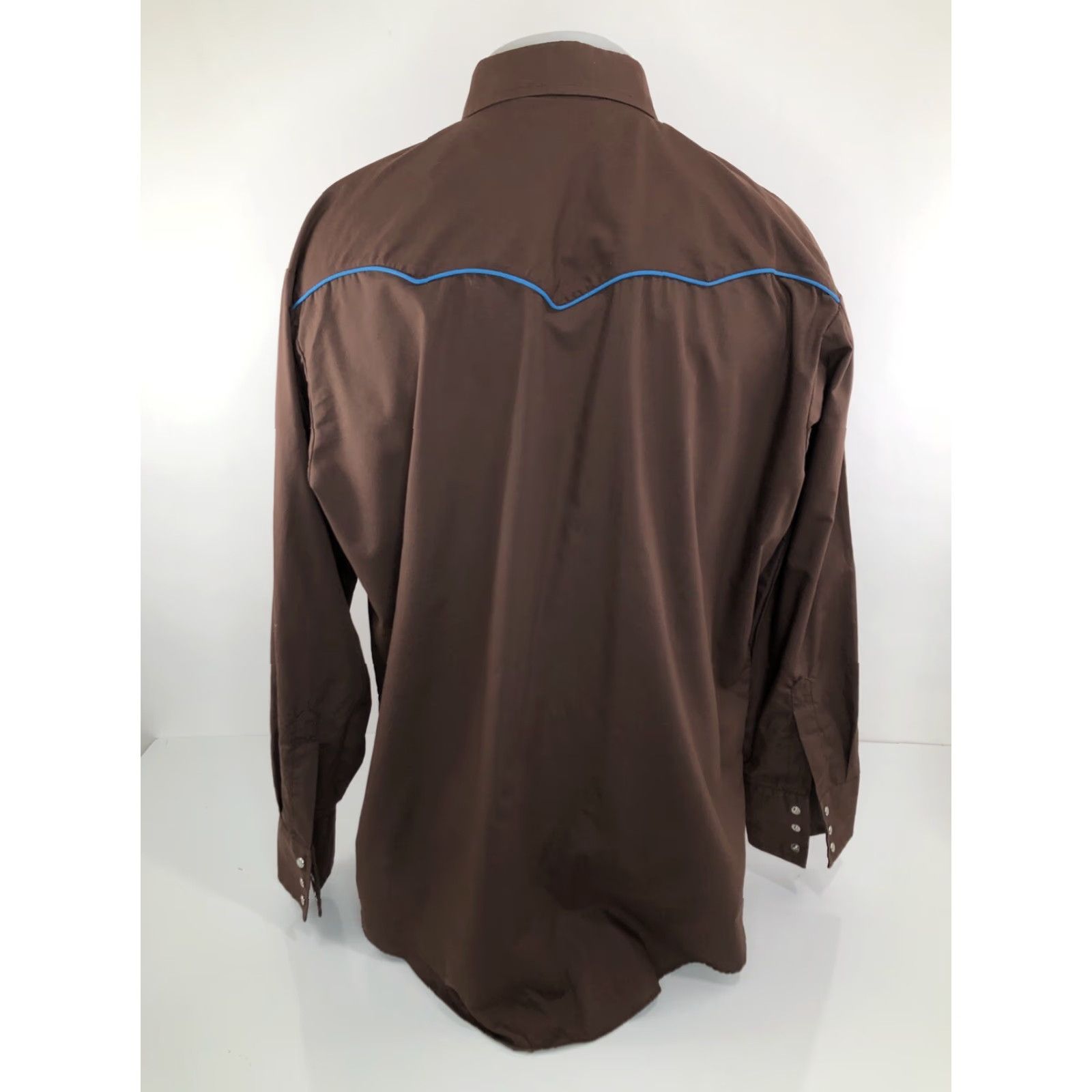Vintage ELY CATTLEMAN SHIRT Western Embroidered YOKE Pearl Snap Mens XL Brown / Blue JP JD Regular Long Sleeve Button-Up Snap Front Shirting Narrative Size US XL / EU 56 / 4 - 4 Thumbnail