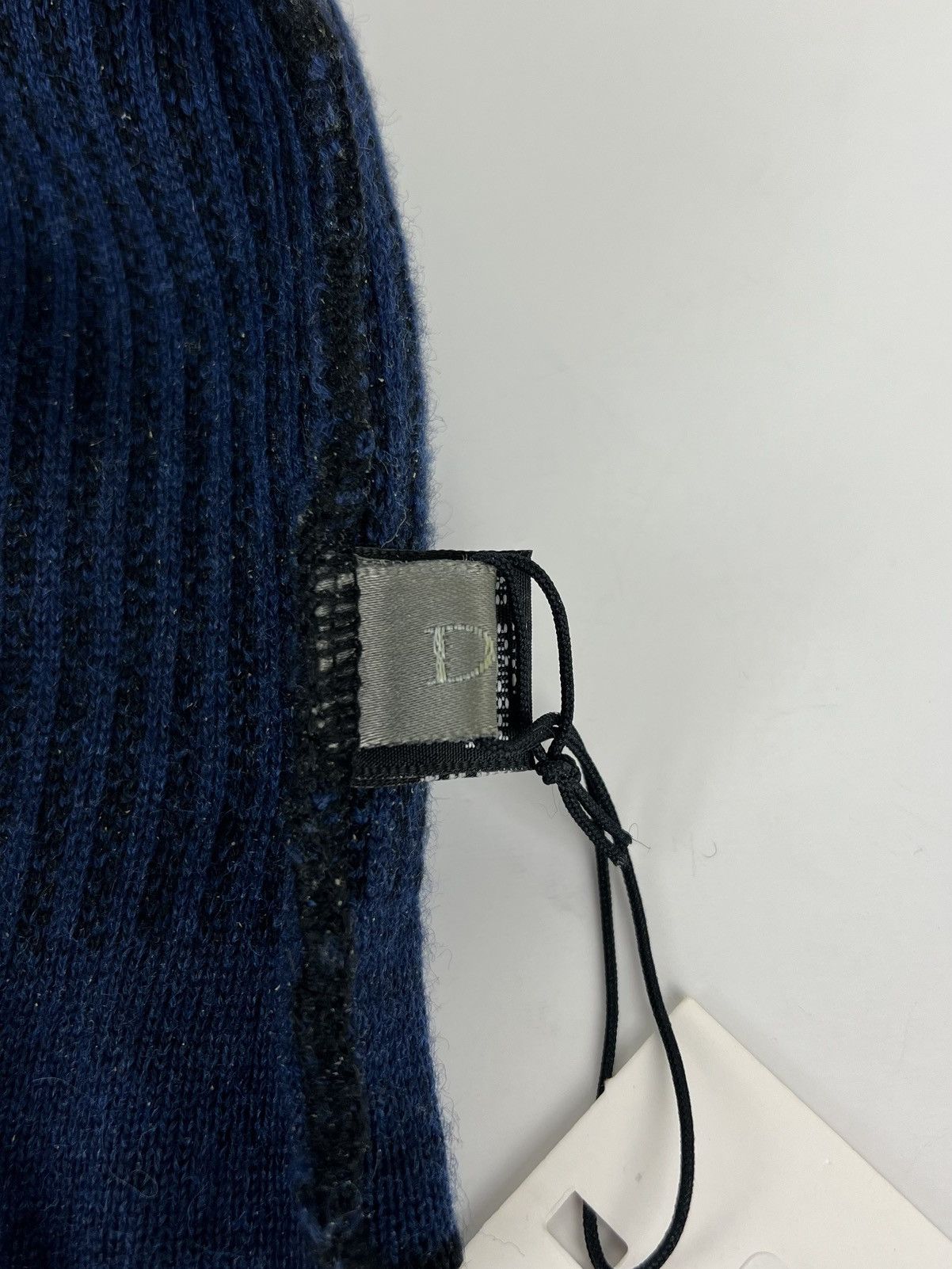 Dior DIOR Hat Wool 100% Leather Patch Logo Striped Black/Blue Men Size ONE SIZE - 11 Thumbnail