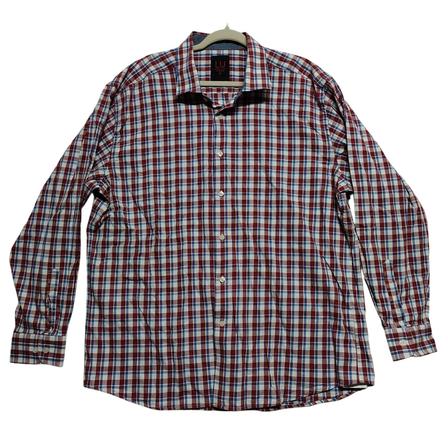 Other Linea Uomo Mens 3X Red and Blue Plaid Long Sleeve Button-Dow Size US XXL / EU 58 / 5 - 1 Thumbnail