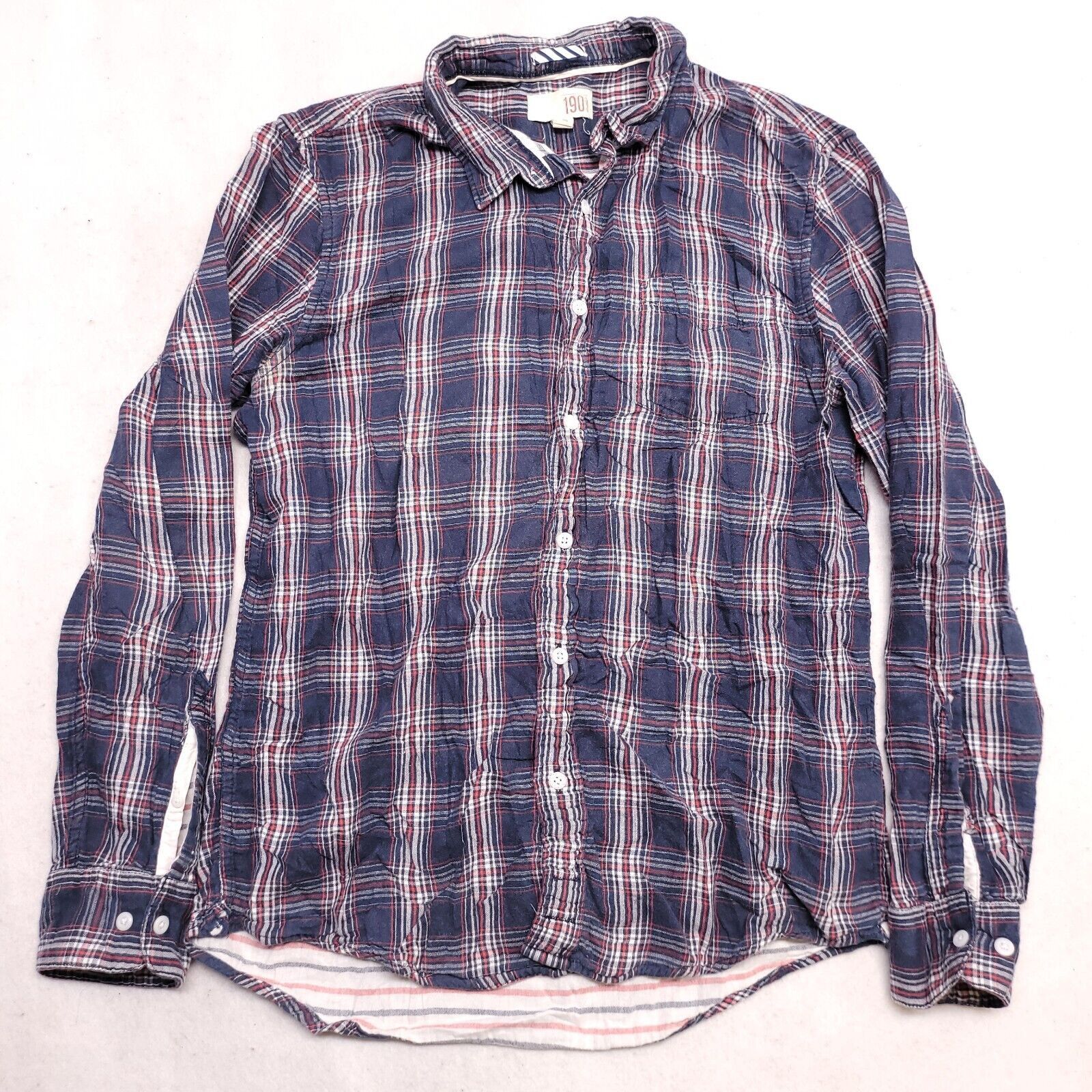 1901 1901 Tartan Flannel Shirt Mens Size Large L Blue Red White Size US L / EU 52-54 / 3 - 2 Thumbnail