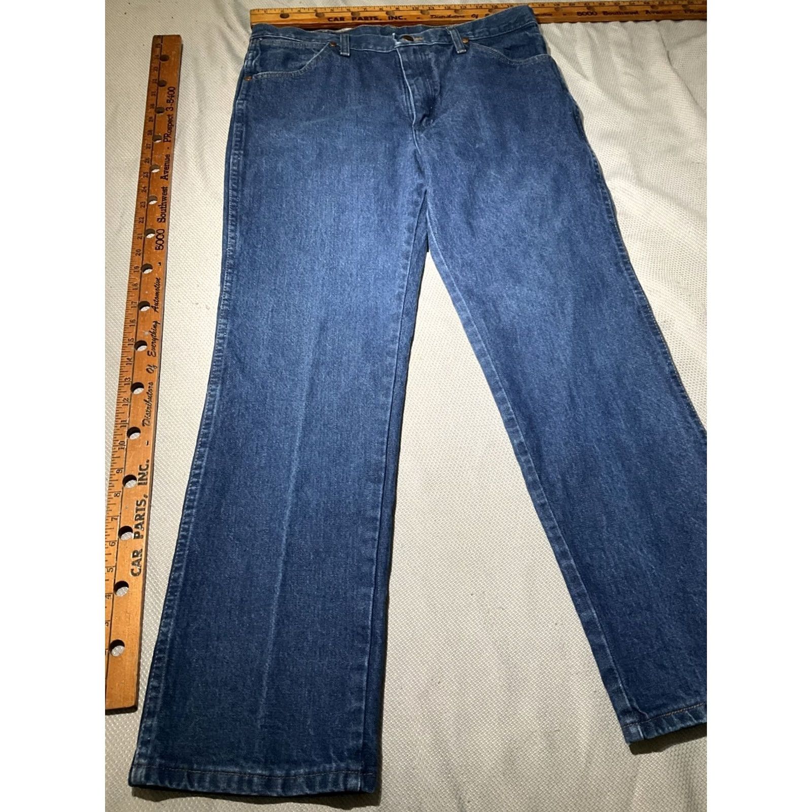 Wrangler Wrangler Jeans Mens 35x30 Blue 936PWD Cowboy Cut Denim Western Pants Regular Slim Bootcut 5-Pocket Wrangler Cowboy Cut Mens Jeans Blue 936PWD Size US 35 - 4 Thumbnail