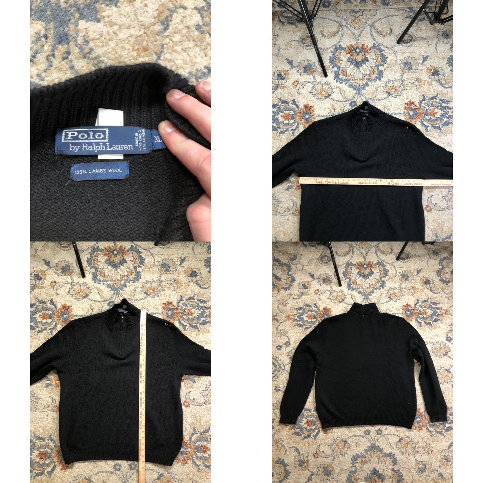 Polo Ralph Lauren Polo by Ralph Lauren Sweater Mens XL Black Lambswool Knit Quarter Zip Mock Neck Pullover Size US XL / EU 56 / 4 - 8 Thumbnail