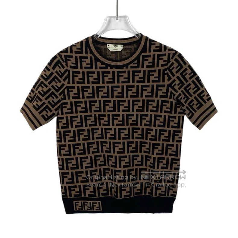 Fendi Fendi Deep brown logo letter full print round neck short s Size XXS / US 00 / IT 34 - 1 Thumbnail