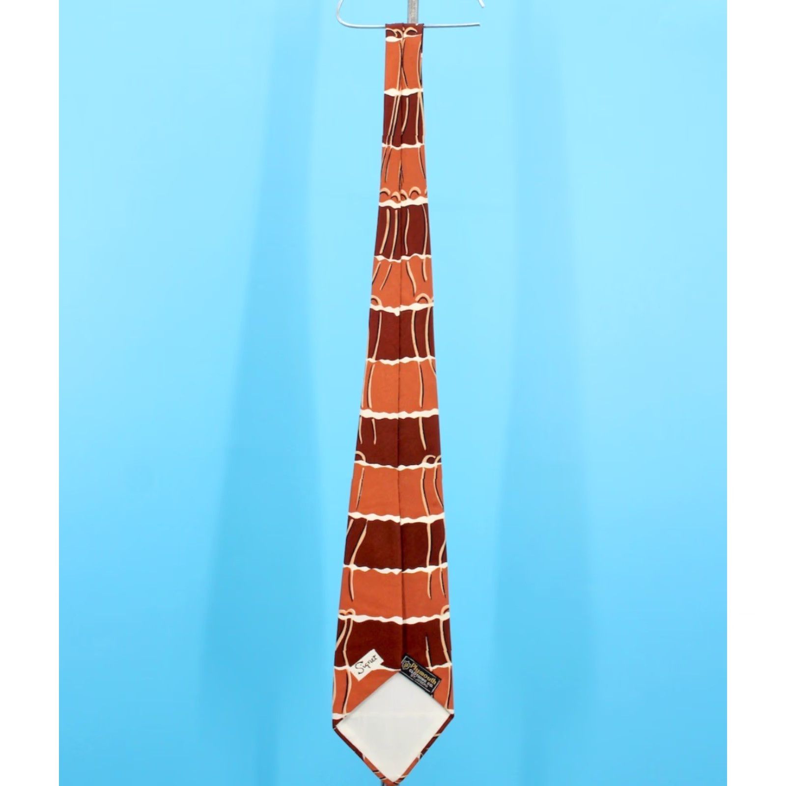 Vintage VTG Men's 1940s Orange & Brown Striped Necktie 40s Signet Tie Shirt Neck Tie Vintage 1940s Mens Signet Tie Size ONE SIZE - 6 Thumbnail