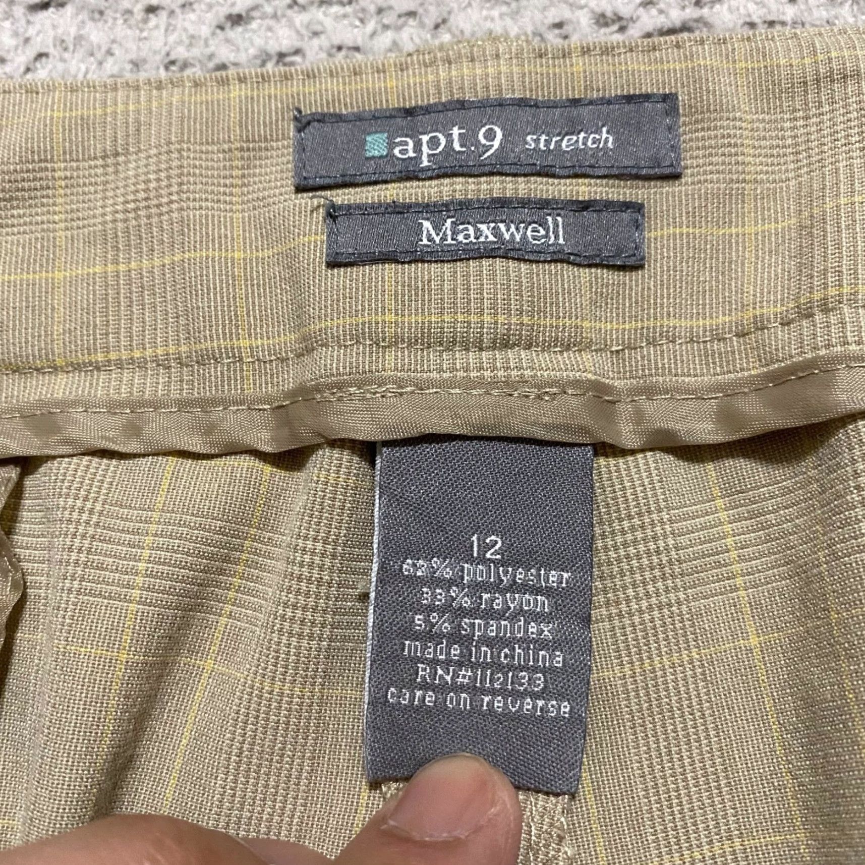 Apt. 9 Apt. 9 Womens Pants Beige Plaid Wide-Leg Cropped High Rise 12 Casual Business Travel Distinctive Pockets Womens Size 34" / US 12 / IT 48 - 3 Thumbnail
