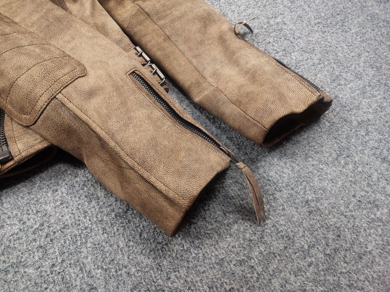 Vintage Vintage Warson Police Perfecto Lamb leather Zip Tan jacket Size L / US 10 / IT 46 - 10 Thumbnail