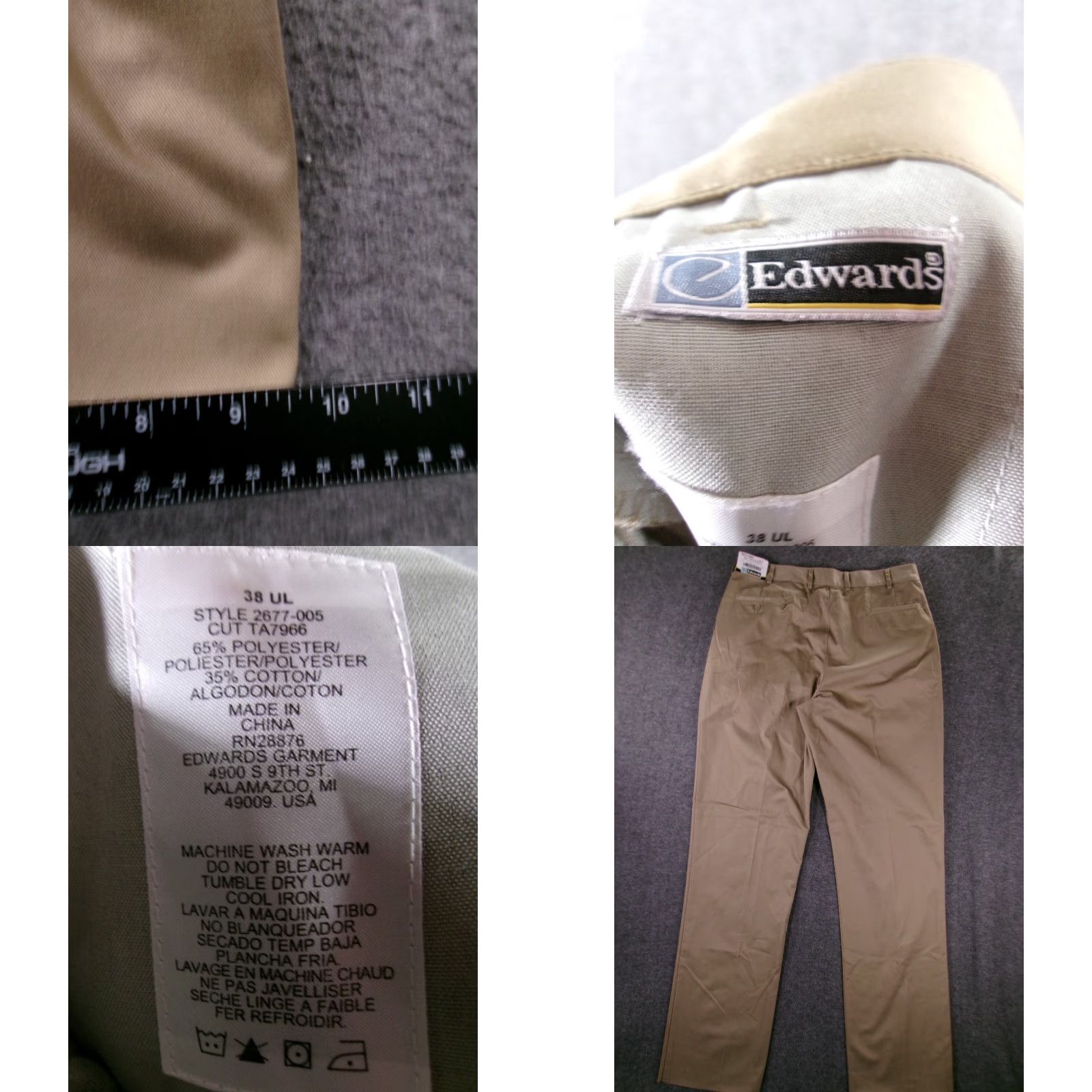 Vintage Edwards Pants Men 38 Beige Dress Pants Office Pleated Wrinkle Free Classic Straight 38in Inseam New Size US 38 / EU 54 - 8 Thumbnail