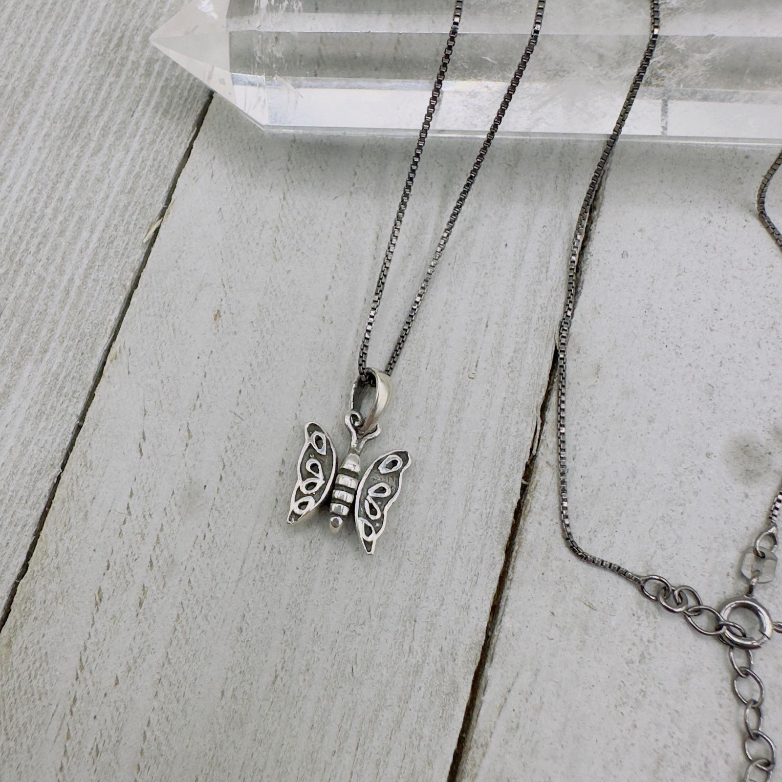 The Unbranded Brand Sterling Silver Butterfly Necklace Black Rhodium Chain Size ONE SIZE - 3 Thumbnail