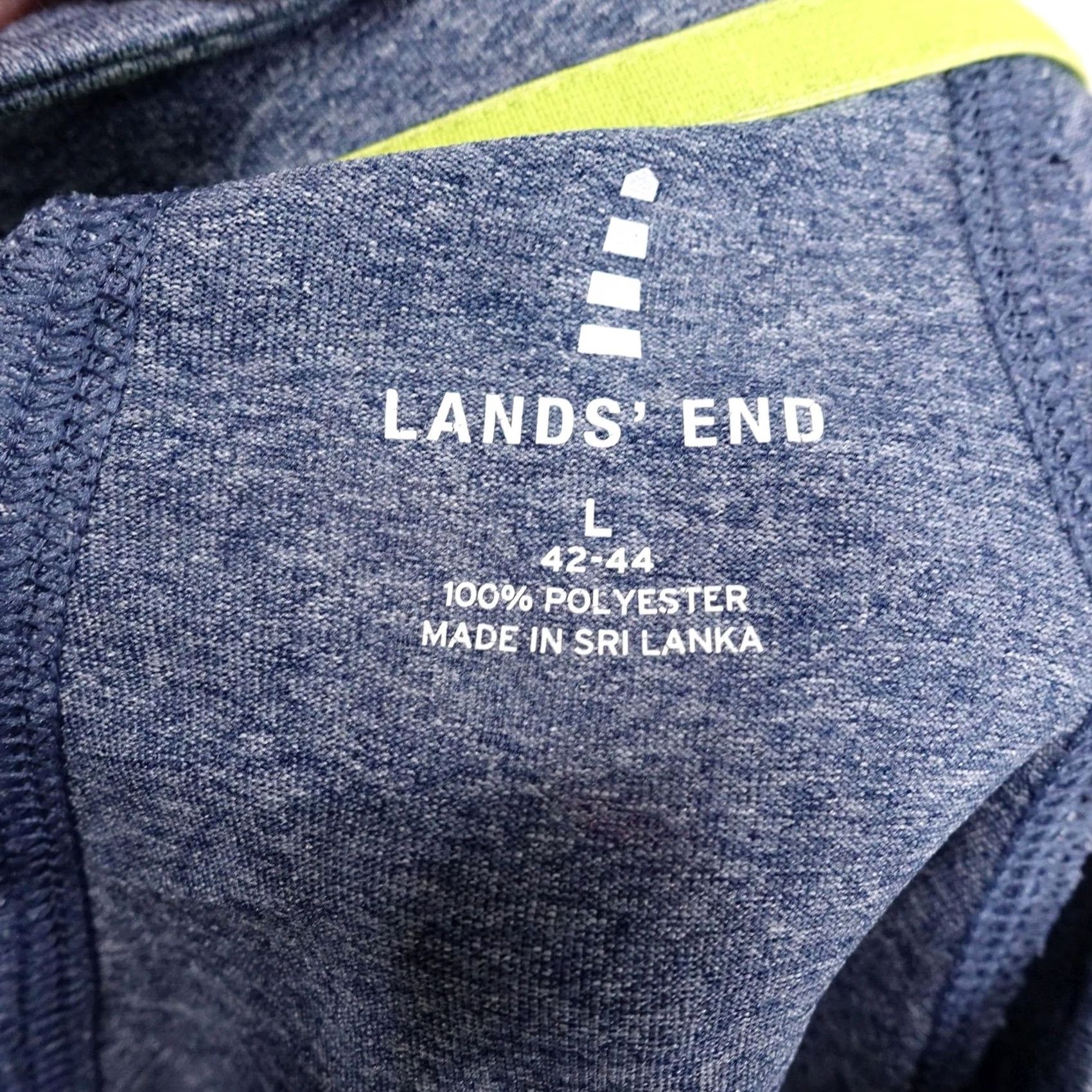 Lands' End Lands' End Mens Large Blue Heather Quarter-Zip Performance Pullover Knit Size US L / EU 52-54 / 3 - 7 Thumbnail