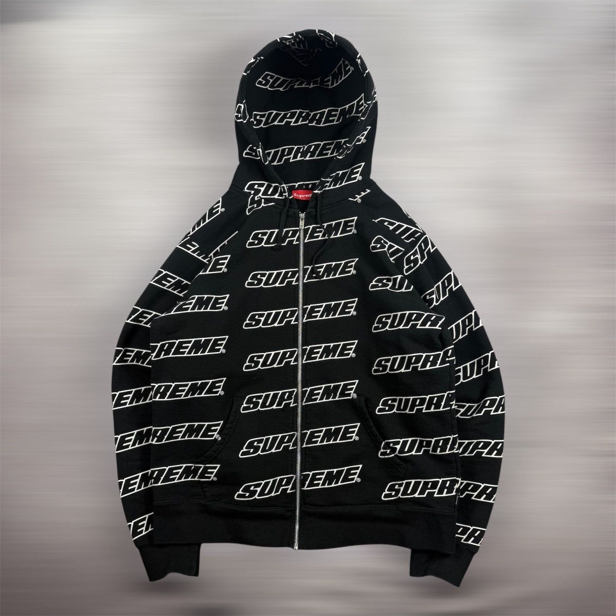 Supreme Supreme SS18 Repeat Zip Up ʼBlack’ Hoodie Size US M / EU 48-50 / 2 - 1 Thumbnail