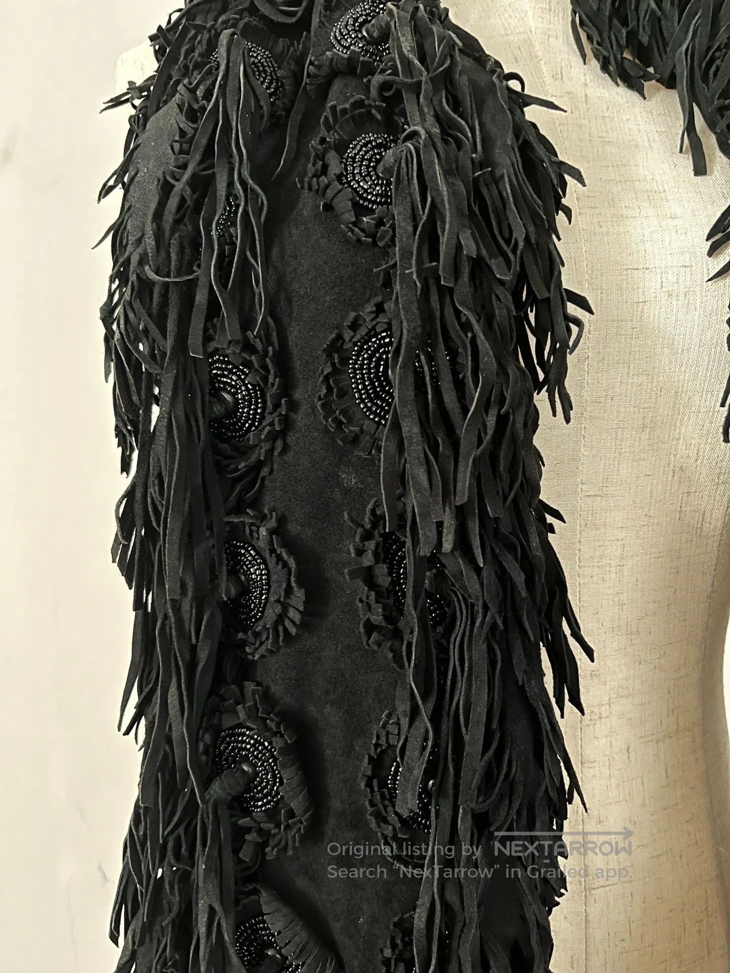 Share Spirit Homme Black Tassel Beaded Scarf. Size ONE SIZE - 7 Thumbnail