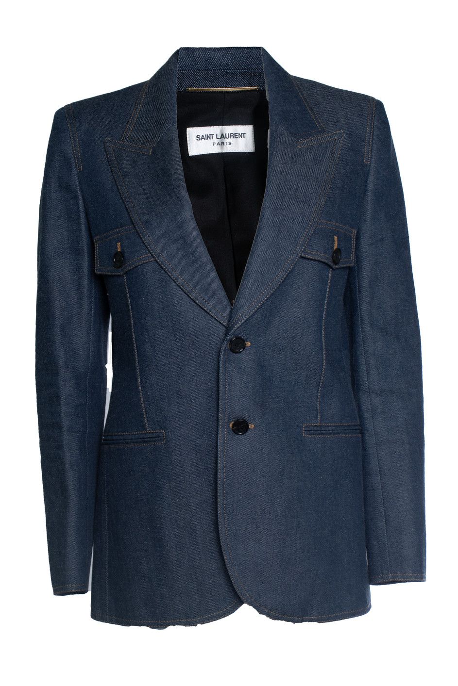 Saint Laurent Paris Saint Laurent, single breasted denim blazer Size M / US 6-8 / IT 42-44 - 1 Thumbnail