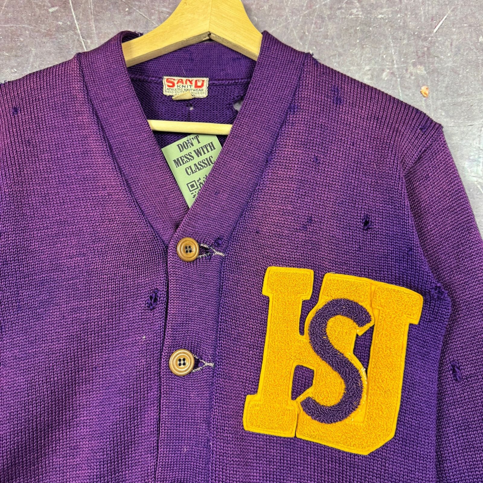 Vintage VTG 50s/60s Chick Chester MP Varsity Knit Purple Cardigan 