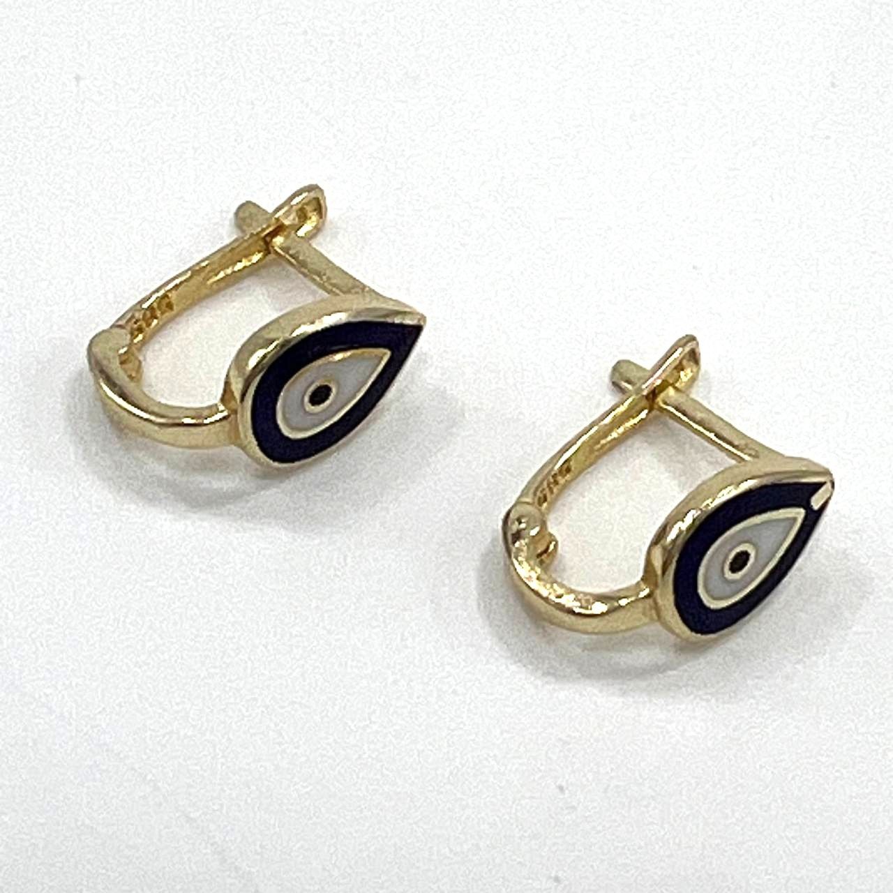 14K Yellow Gold Eye-Shaped Earrings Elegant and Stylish