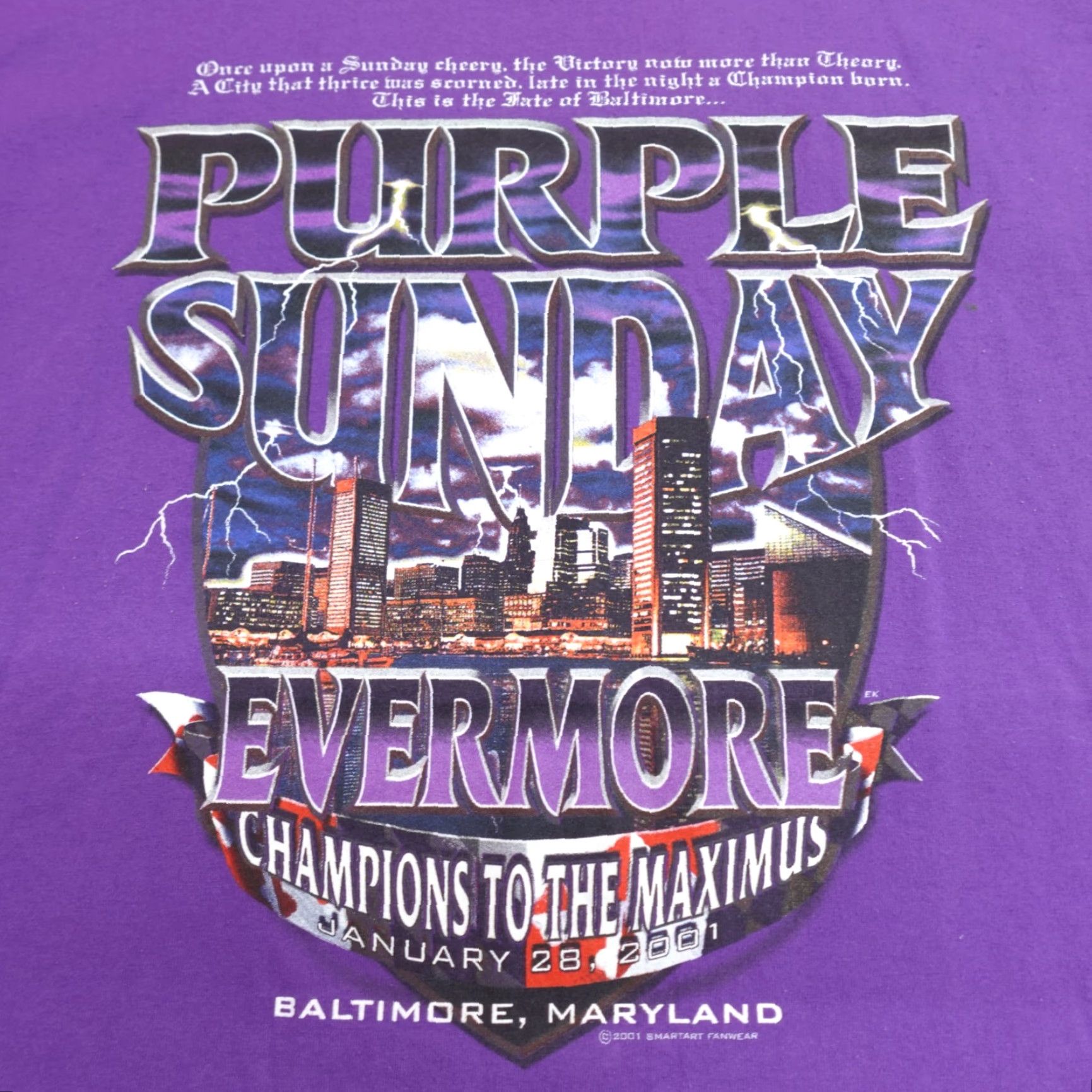 Champion VINTAGE Baltimore Ravens Shirt 2XL Purple Superbowl Champions 2001 Jersey T-Shirt Men Purple Ravens 2001 Boys Mens Size US XXL / EU 58 / 5 - 6 Thumbnail