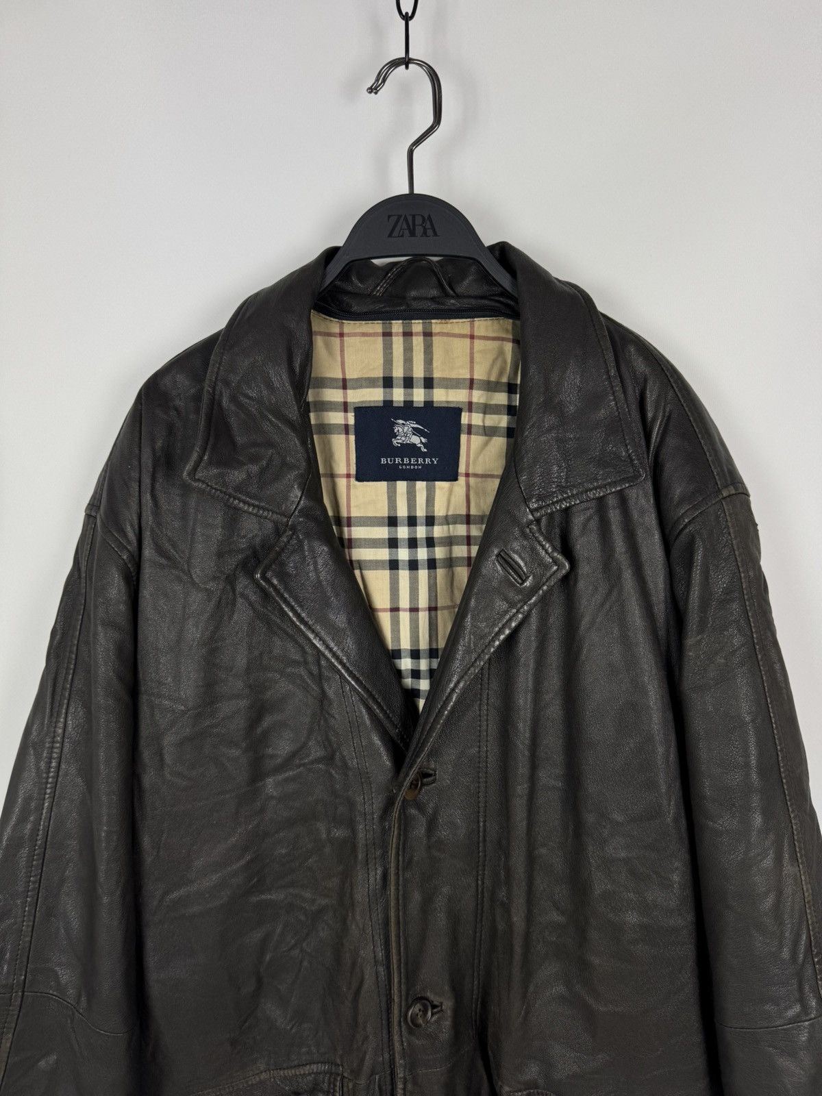 Burberry Vintage Distressed Burberry London Leather Coat Brown Jacket Size US L / EU 52-54 / 3 - 6 Thumbnail