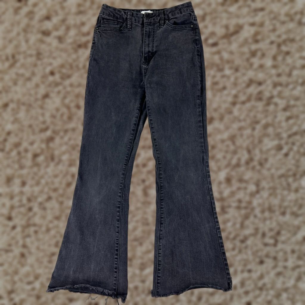 Forever 21 FOREVER 21 Jeans Juniors 30 Black Denim Flared High Rise 24x28 Cotton Blend 5-Pocket Design Womens Jeans Size 30" / US 8 / IT 44 - 1 Thumbnail