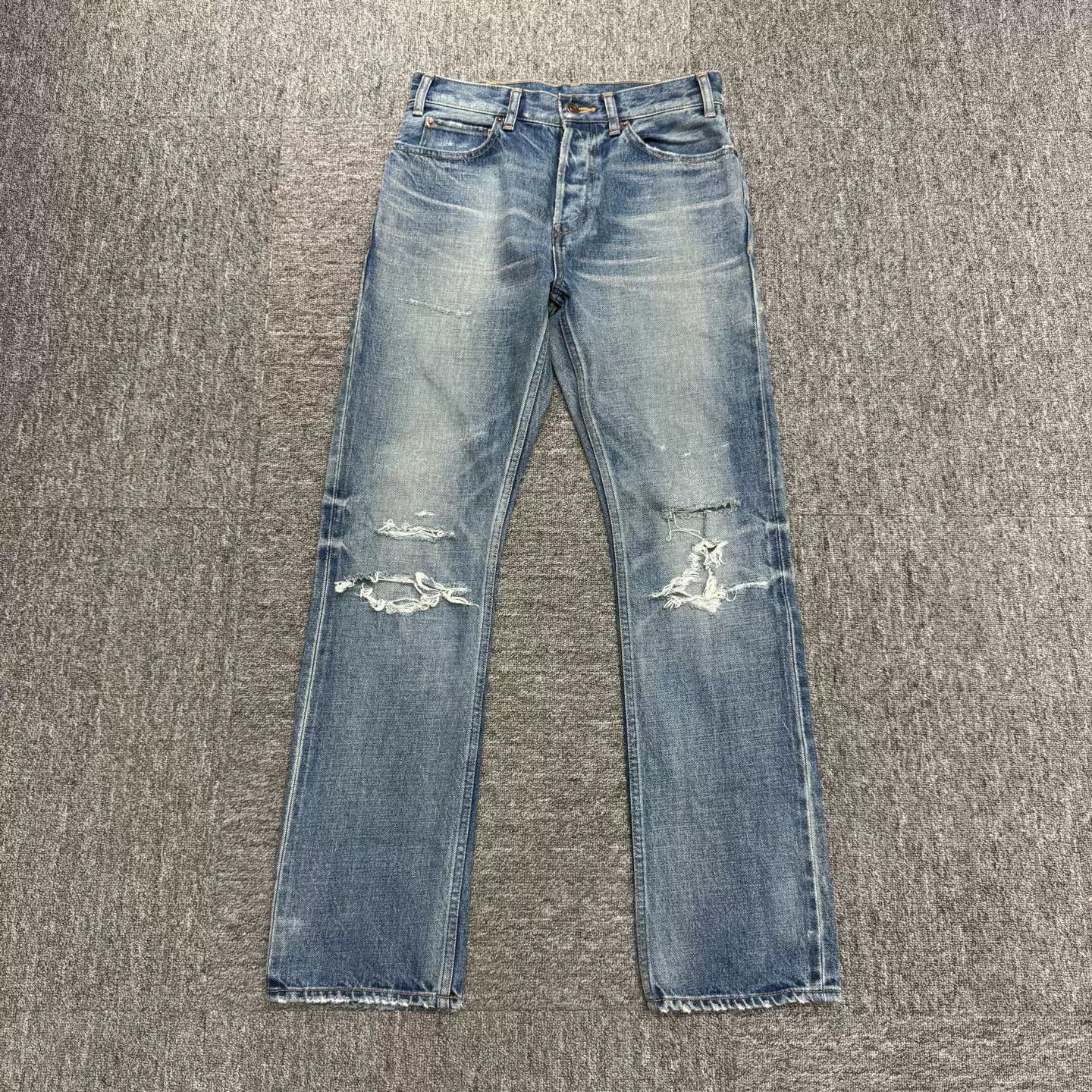 Celine Celine Washed Distressed Knife-Cut Jeans Size 28" / US 6 / IT 42 - 1 Thumbnail