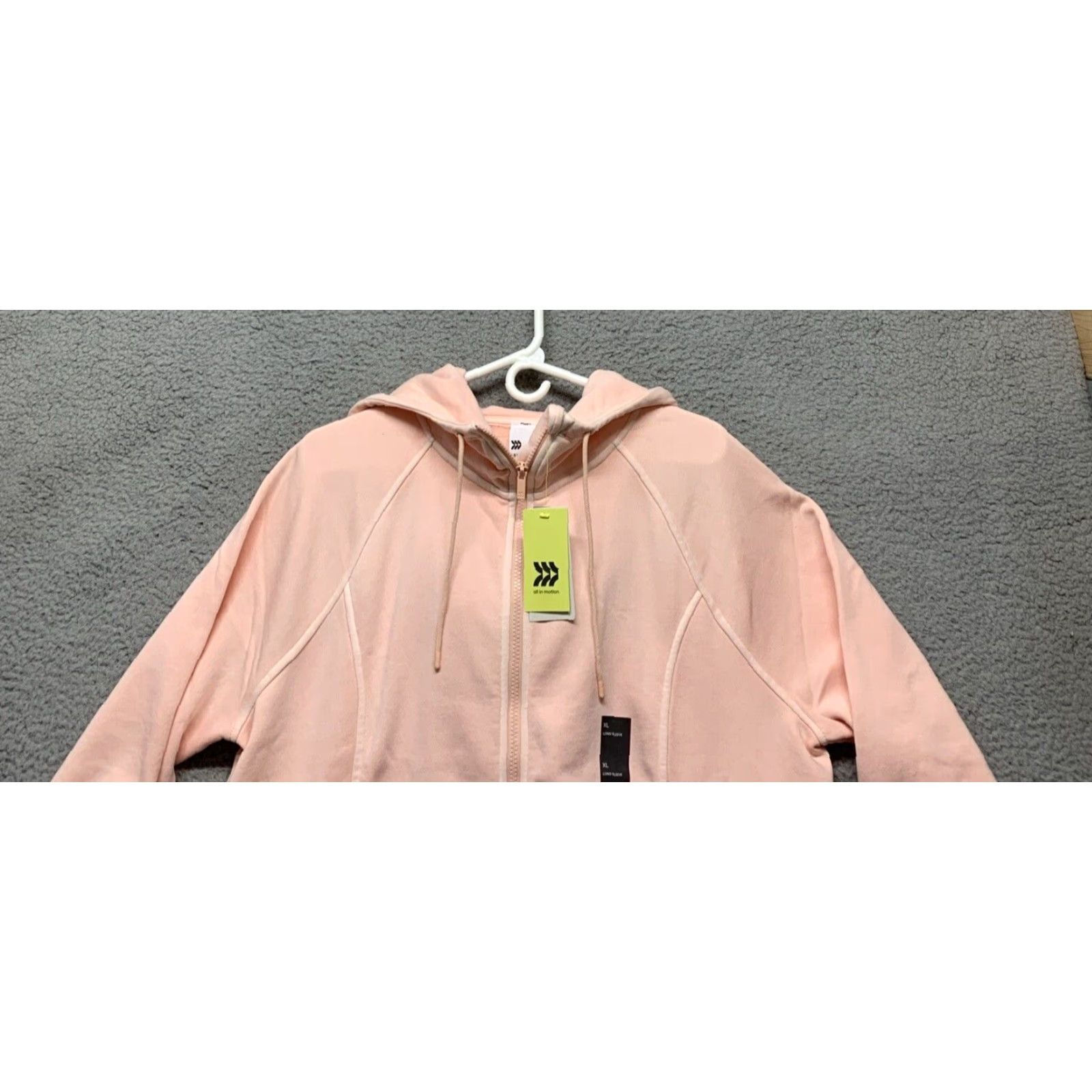 Vintage New All In Motion Women's XL Fleece Jacket Hooded Full Zip 2-Pockets Peachy Pink Size XL / US 12-14 / IT 48-50 - 2 Thumbnail
